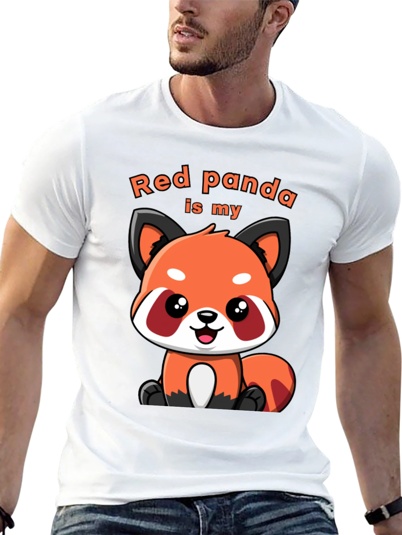 Black Red Panda T-Shirt Cute Cartoon Animal Tee view 13