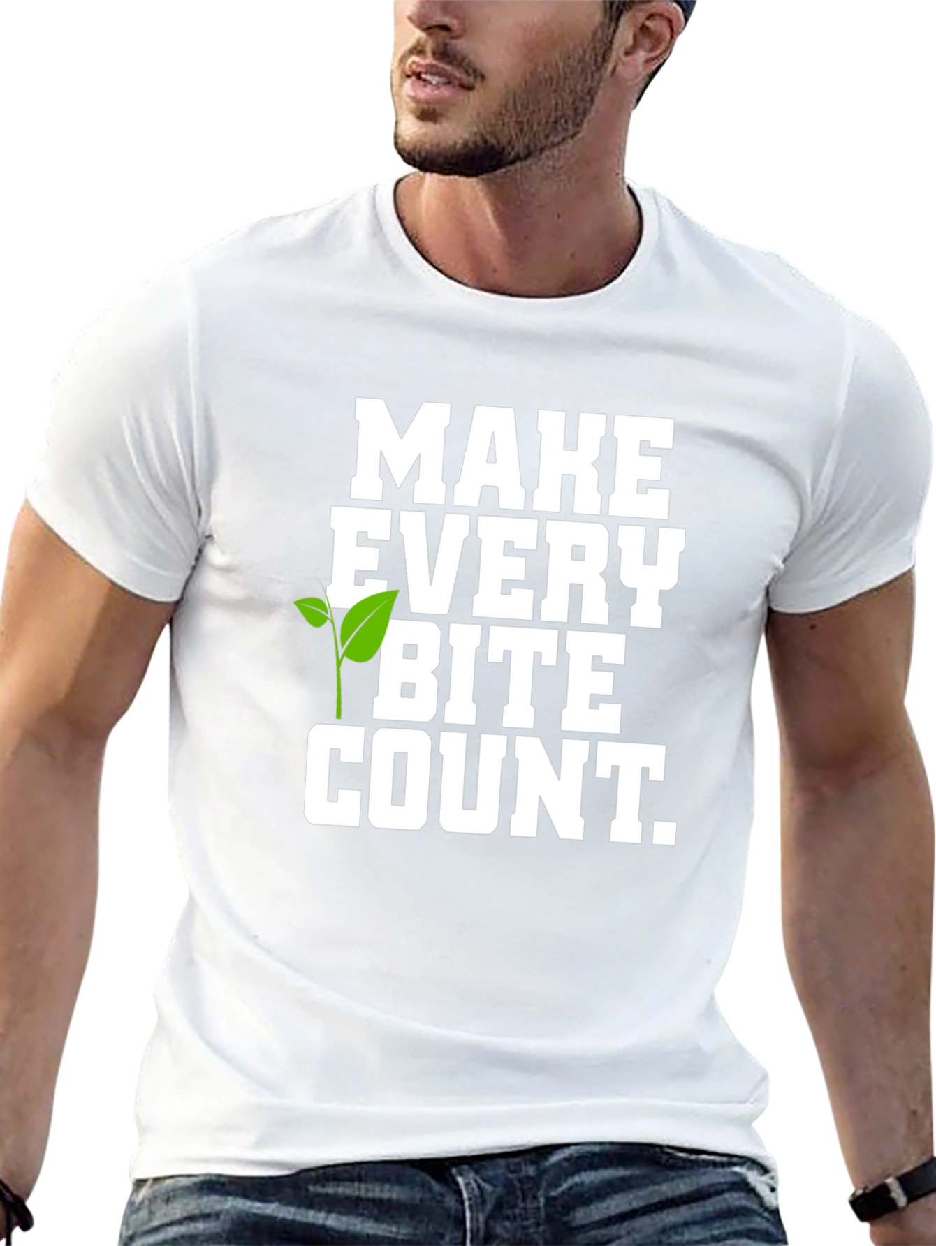Black Vegan 'Make Every Bite Count' Black Graphic T-Shirt view 13