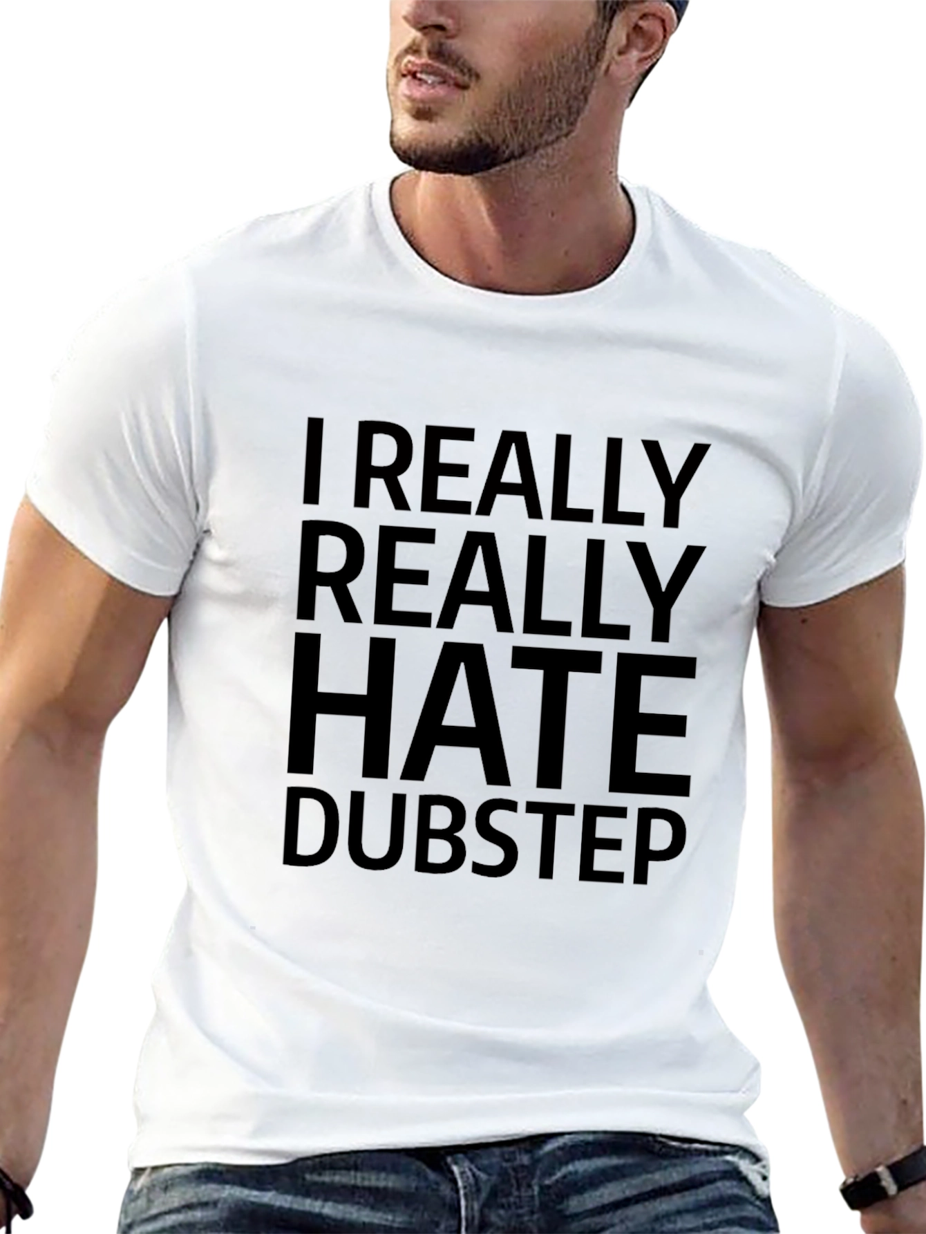 Black I Really Hate Dubstep Black T-Shirt view 13