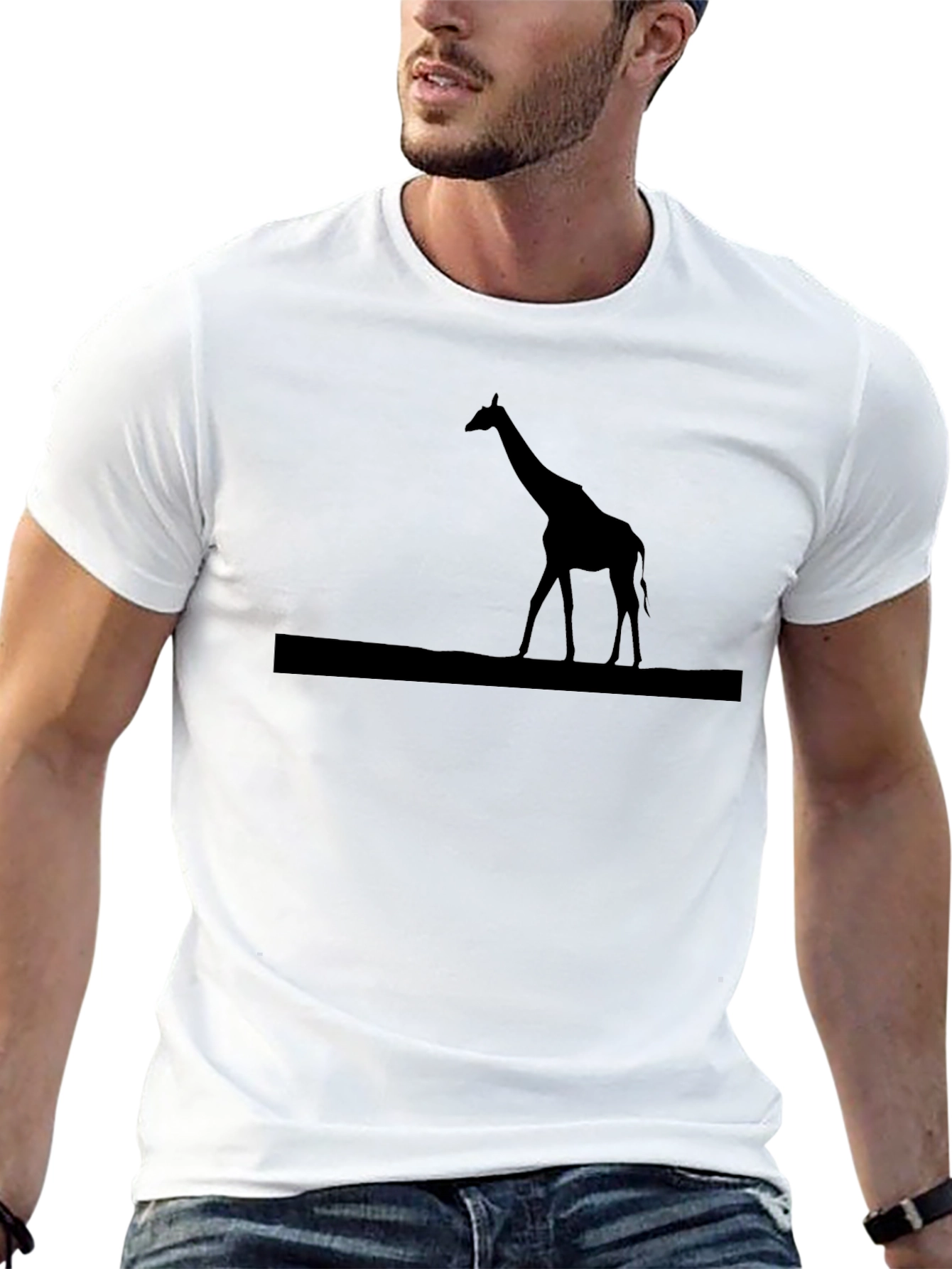 Giraffe Silhouette Graphic T-Shirt - Classic Black Tee - 13
