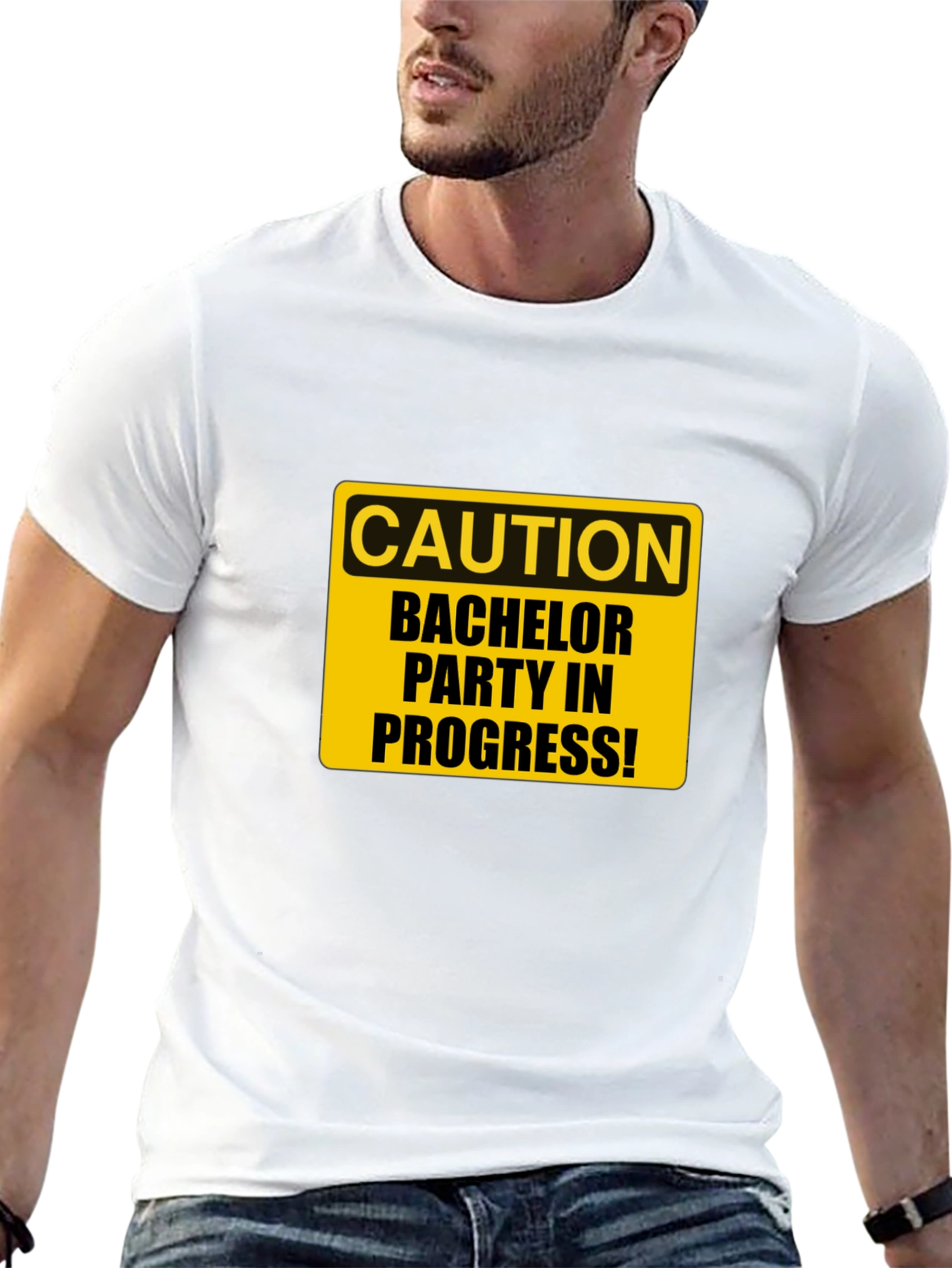 Black Bachelor Party Caution Tee - Black view 13