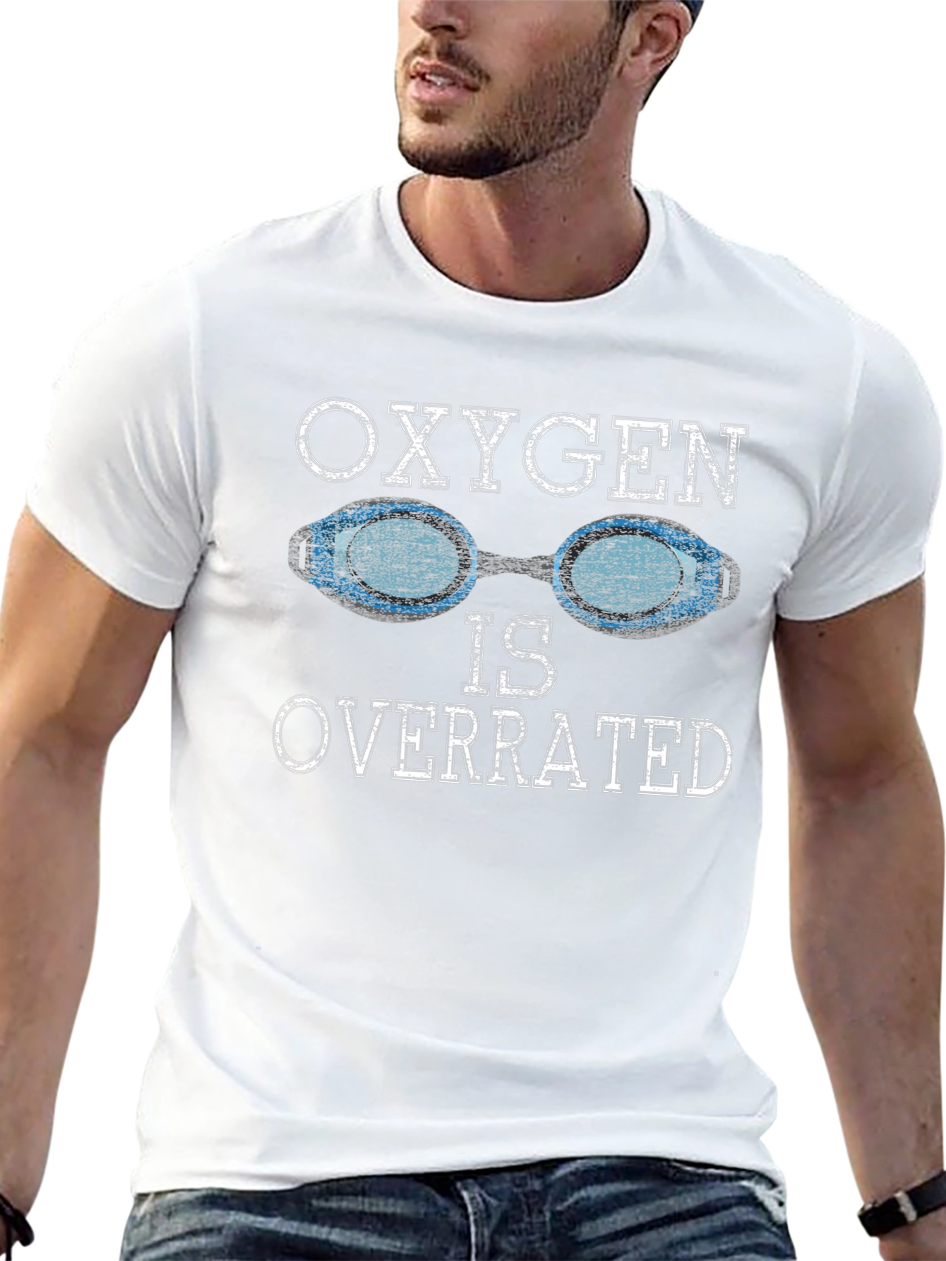 Black Oxygen Is Overrated Swimmer T-Shirt view 13