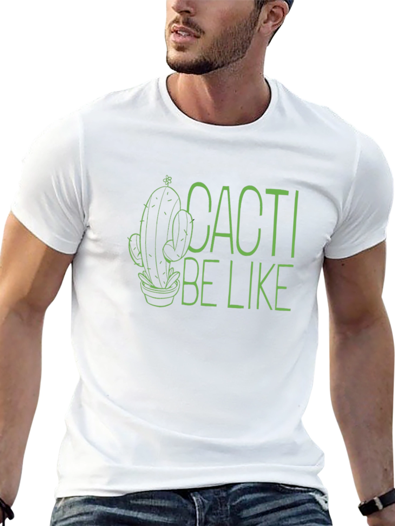 Black Cacti Be Like Funny Graphic T-Shirt view 13