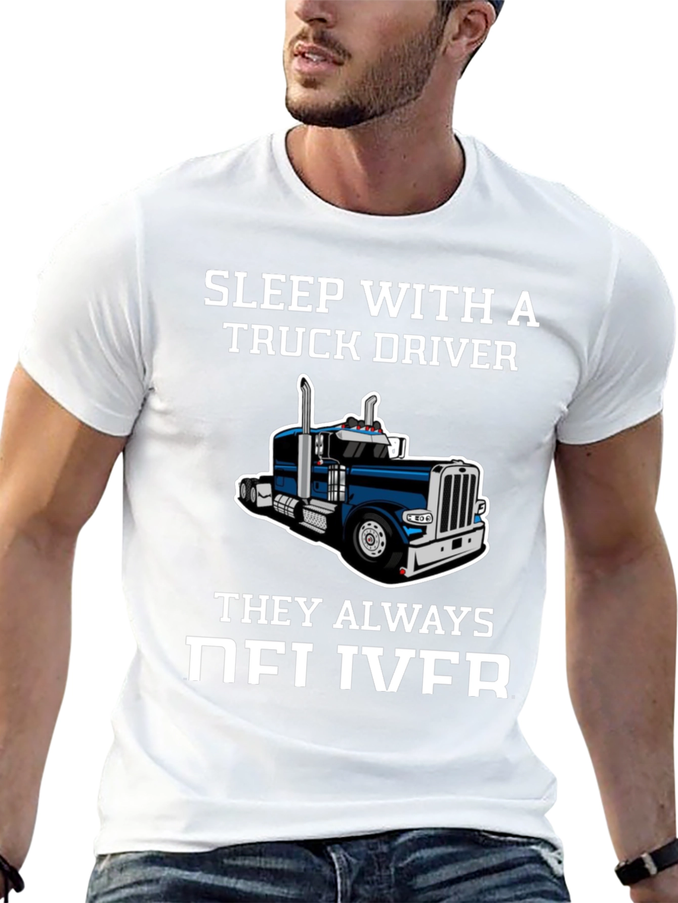 Black Sleep with a Truck Driver Funny T-Shirt view 13