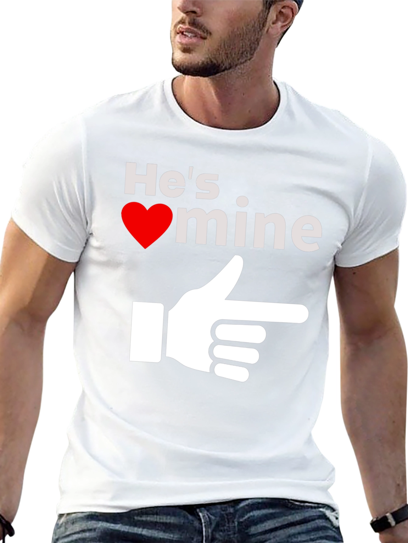 Black He's Mine T-Shirt - Novelty Graphic Tee view 13