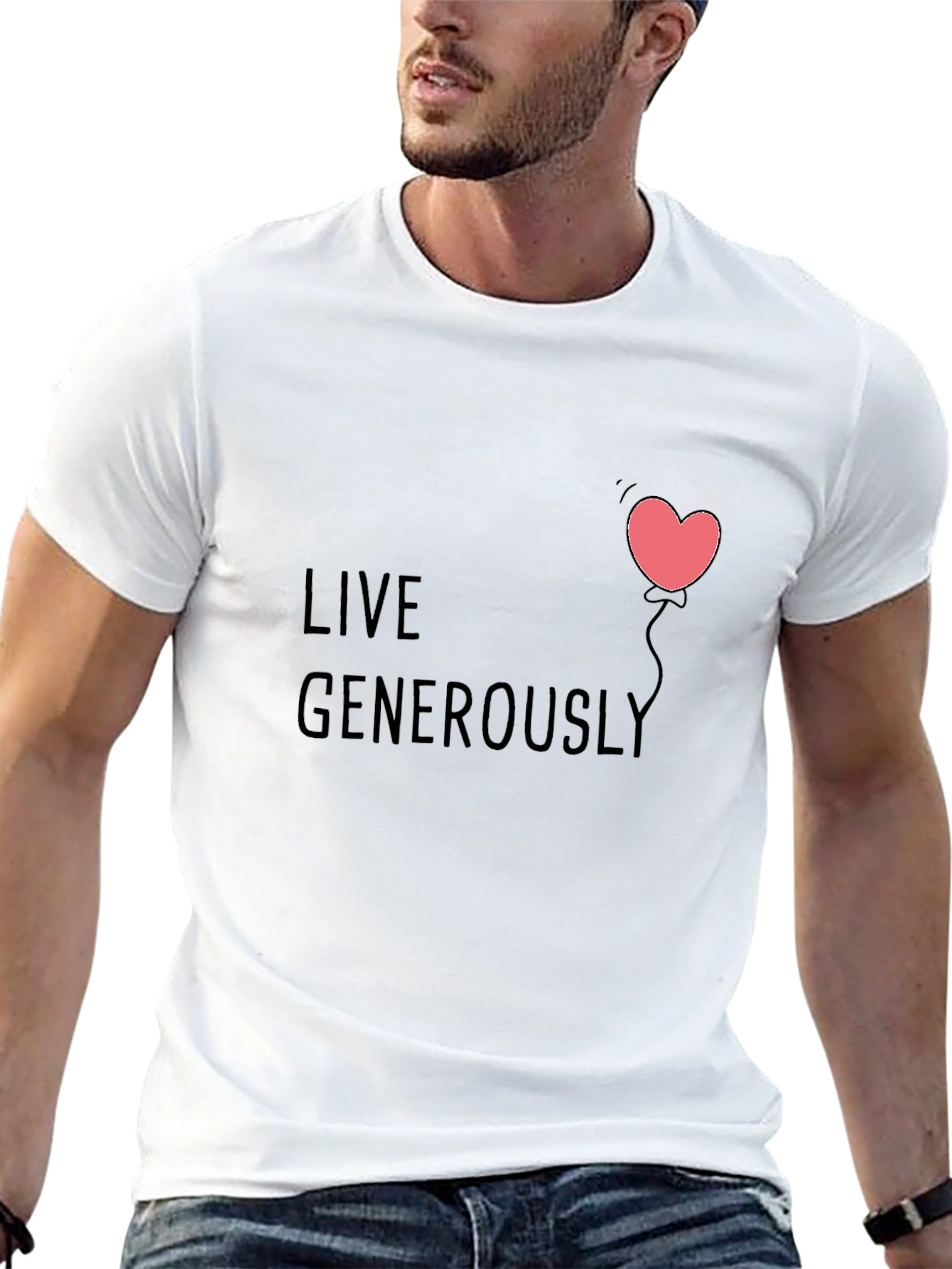 Live Generously T-Shirt - Heart Balloon Design - 13