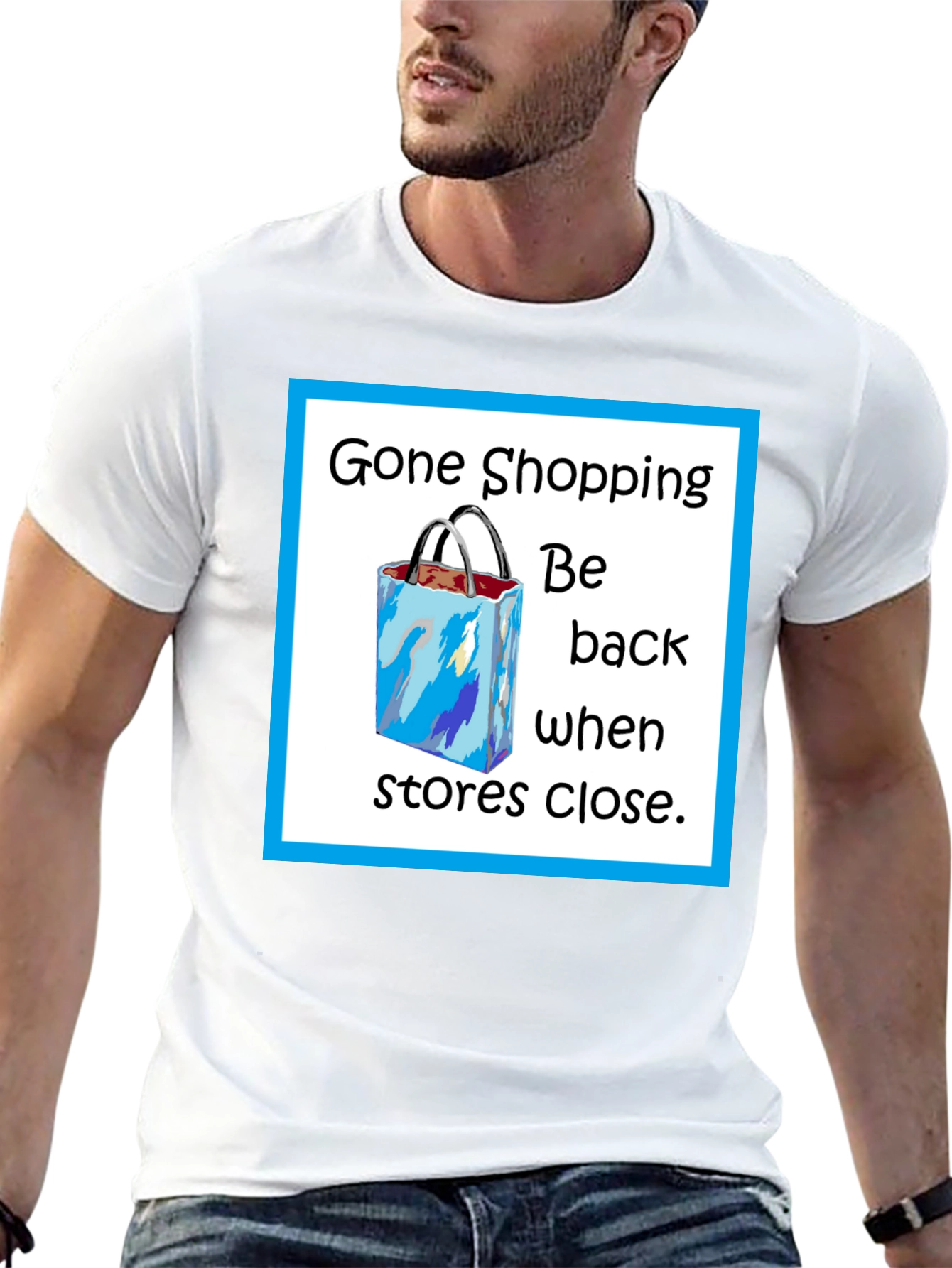 Black Gone Shopping T-Shirt - Funny Shopper Tee view 13