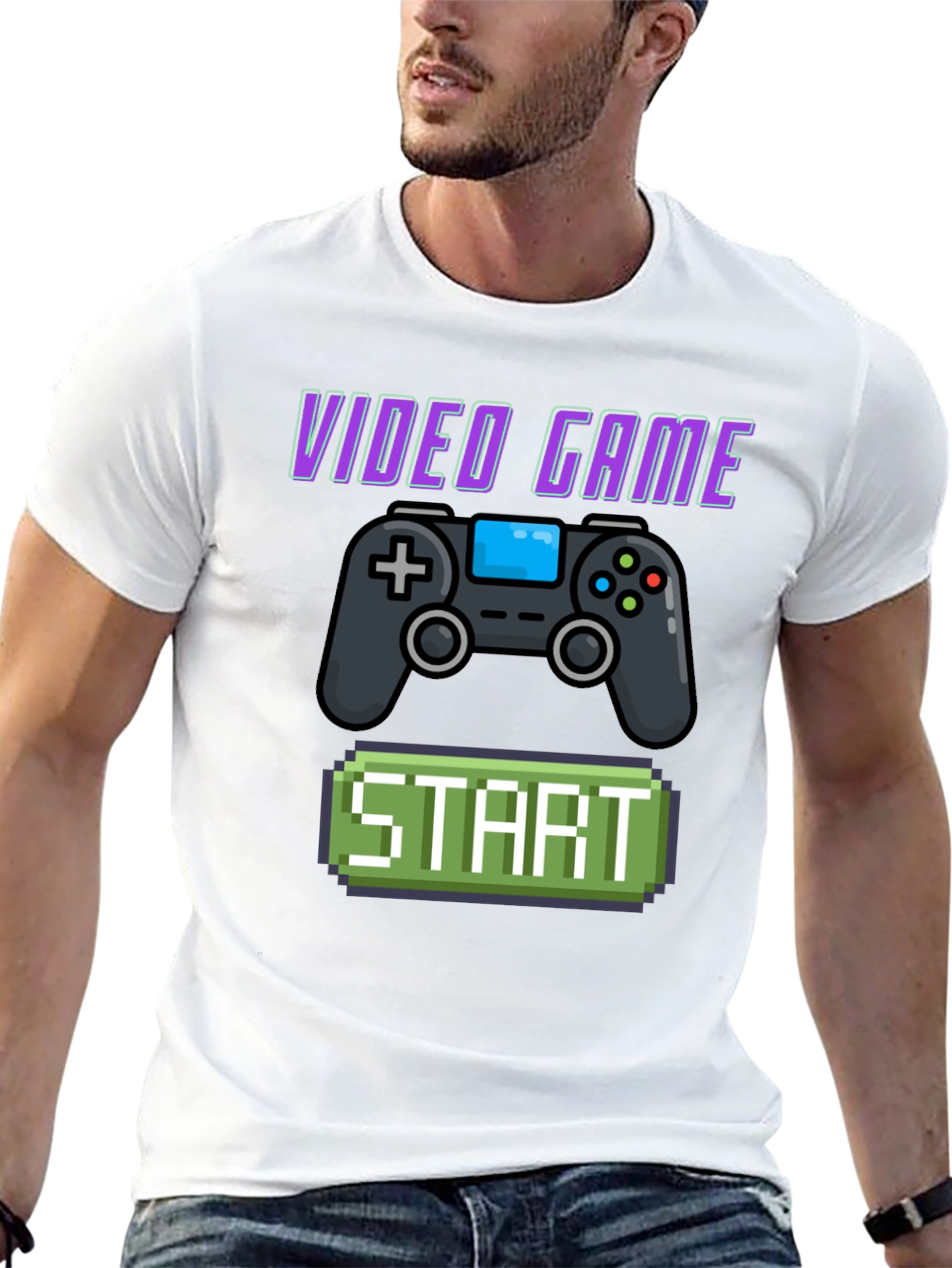Black Video Game Start T-Shirt - Retro Gaming Style view 13