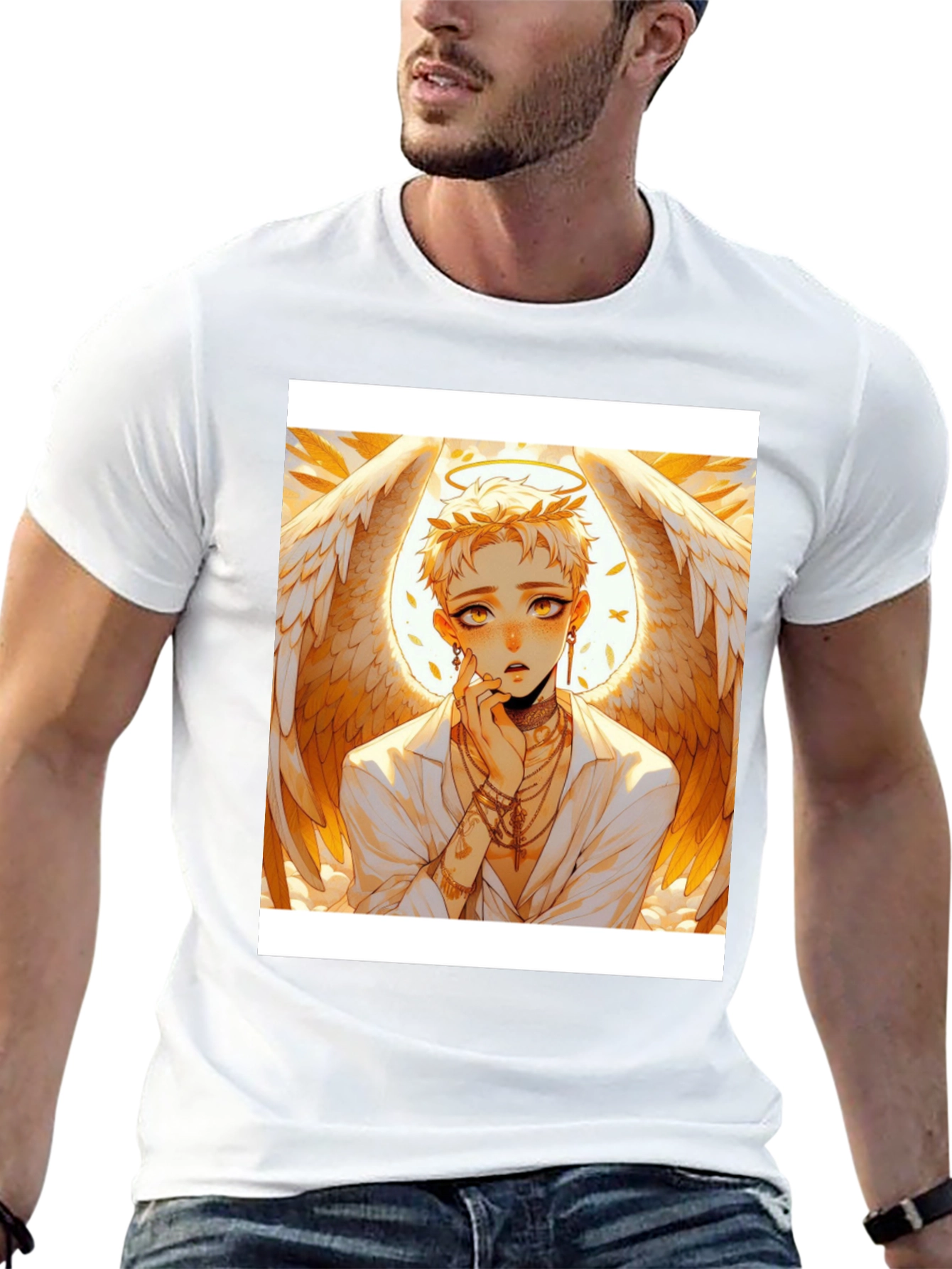 Black Anime Angel T-Shirt - Unique Graphic Tee for Style view 13