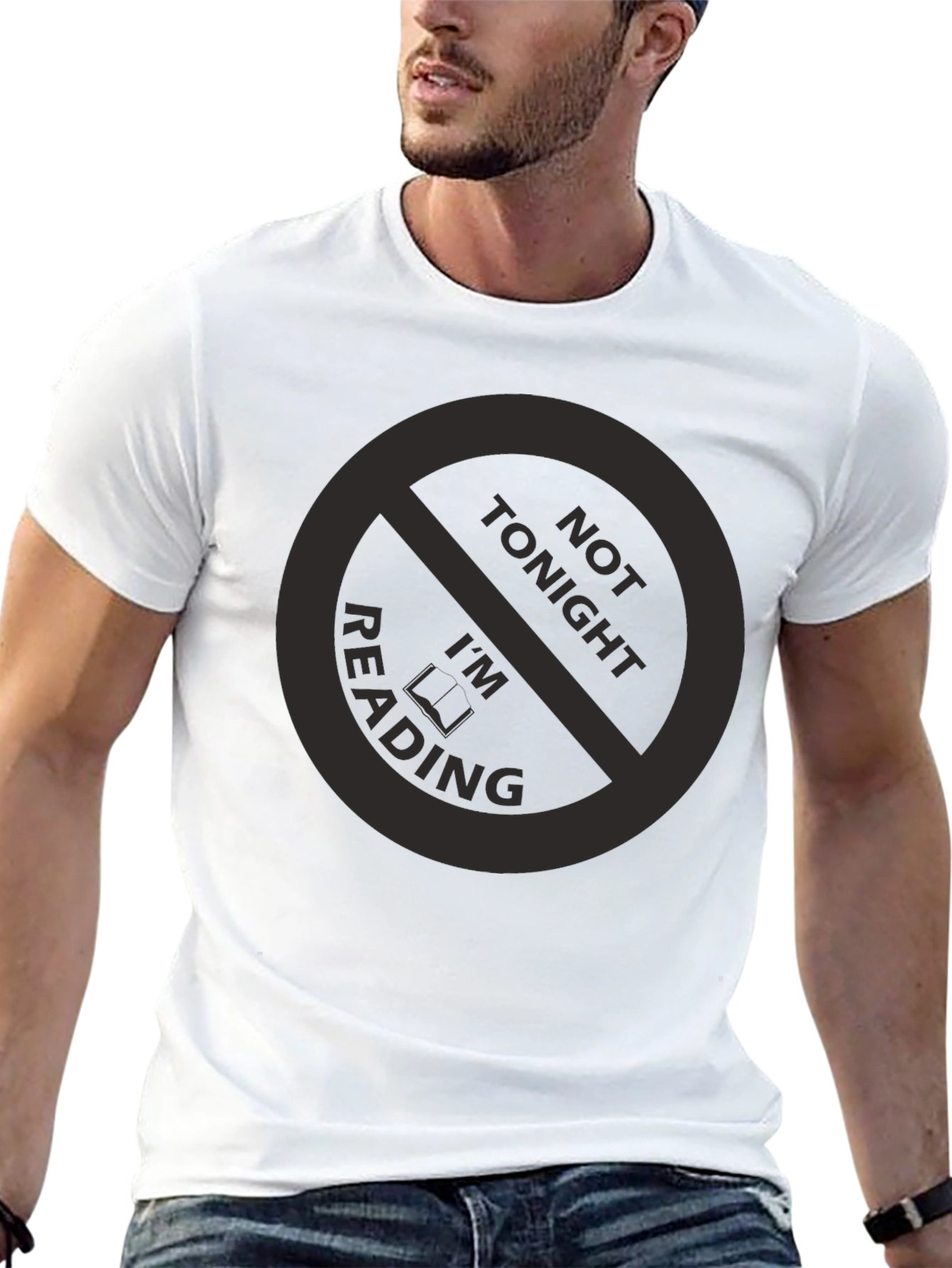 Black Funny "Not Tonight I'm Reading" Black T-Shirt view 13