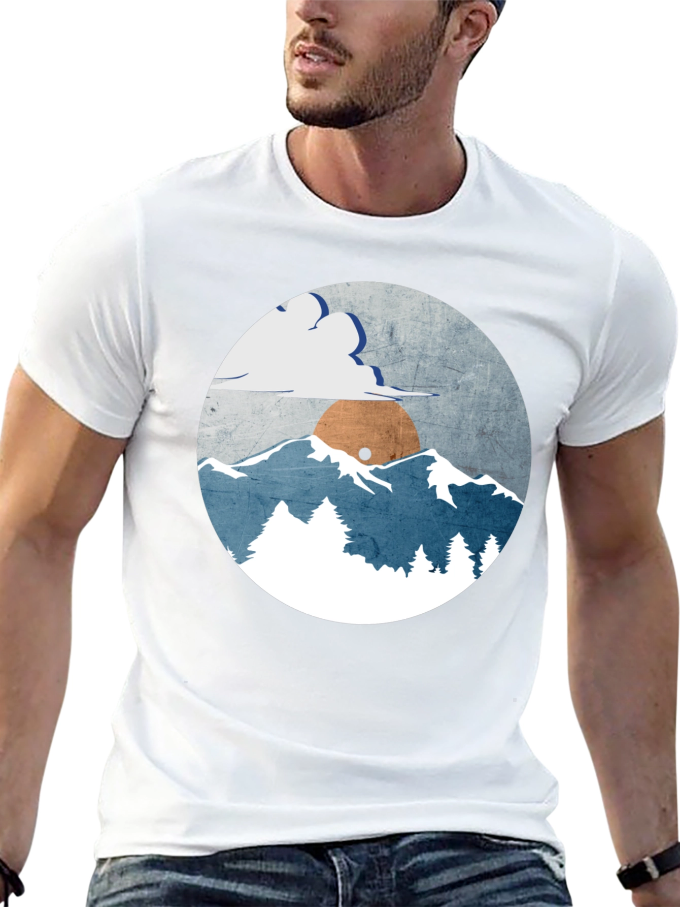 Black Mountain Sunset Graphic Tee - Soft Cotton Black T-Shirt view 13