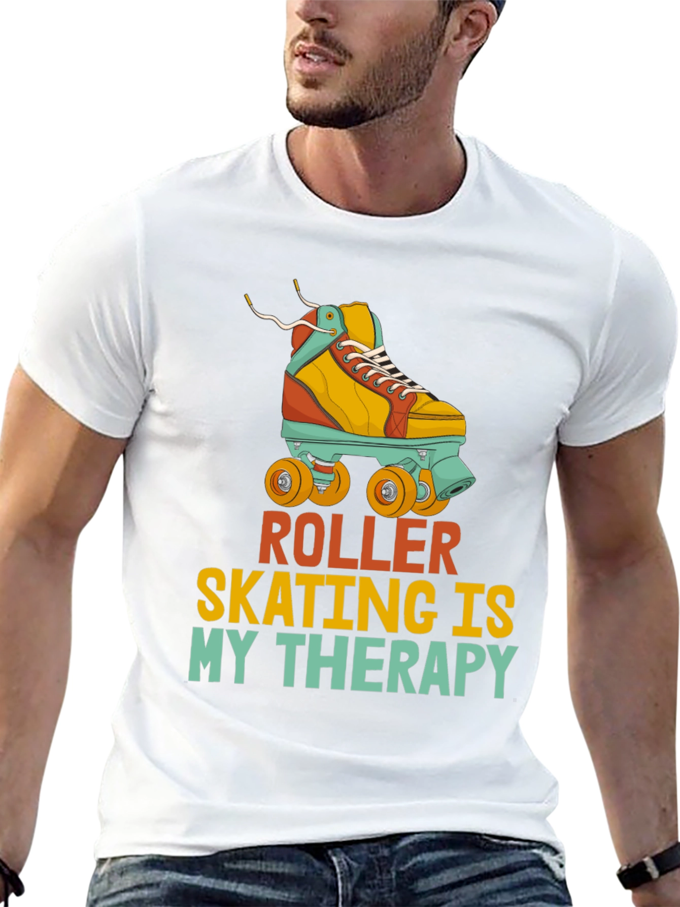 Black Roller Skating Therapy T-Shirt view 13