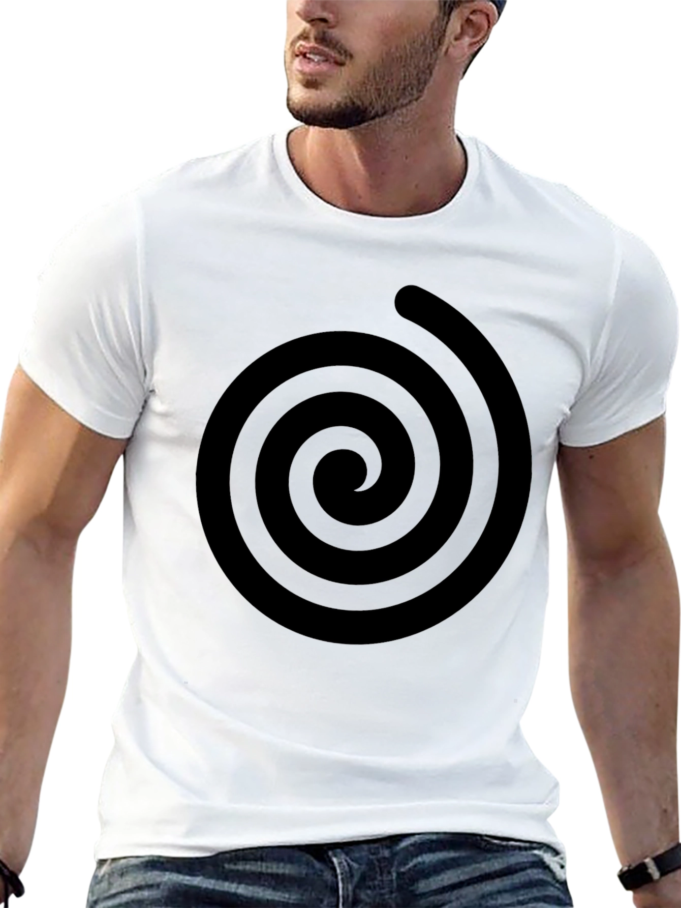 Black Spiral Graphic Black T-Shirt - Modern Casual Style view 13
