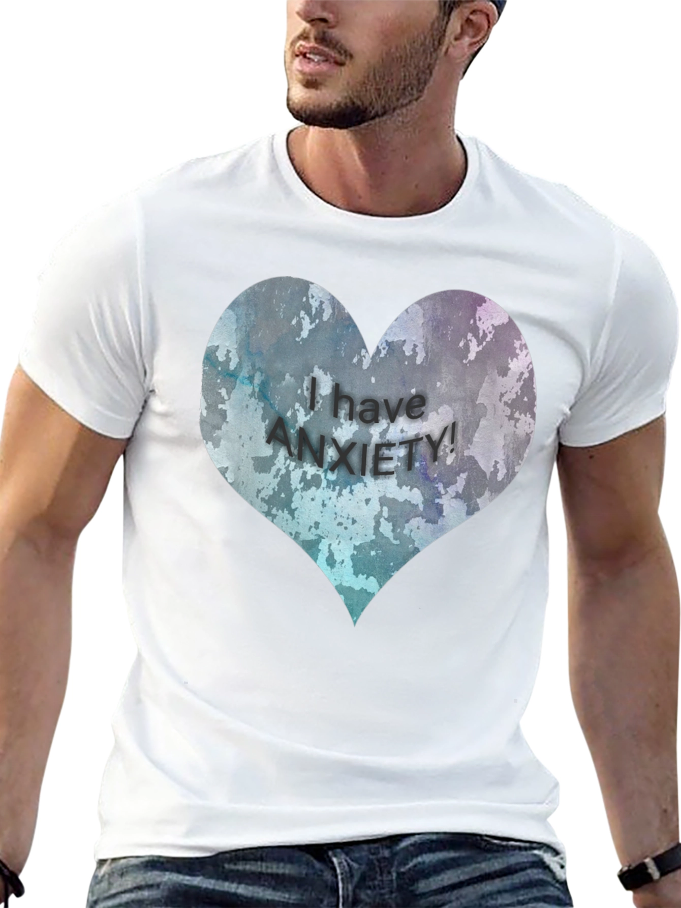 Black Anxiety Awareness Heart T-Shirt view 13