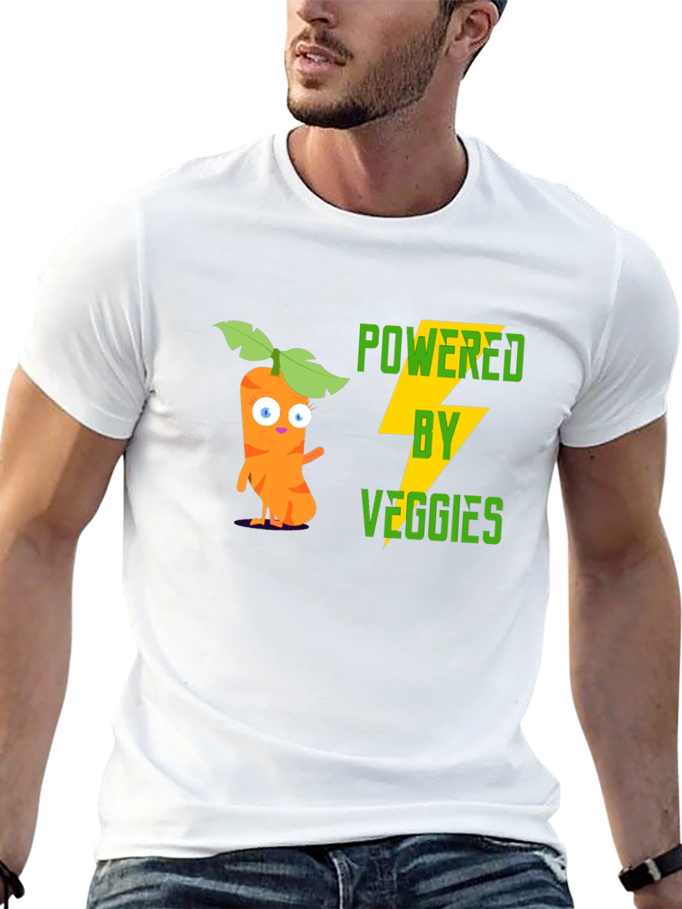 Black Powered by Veggies Graphic Tee - Black view 13