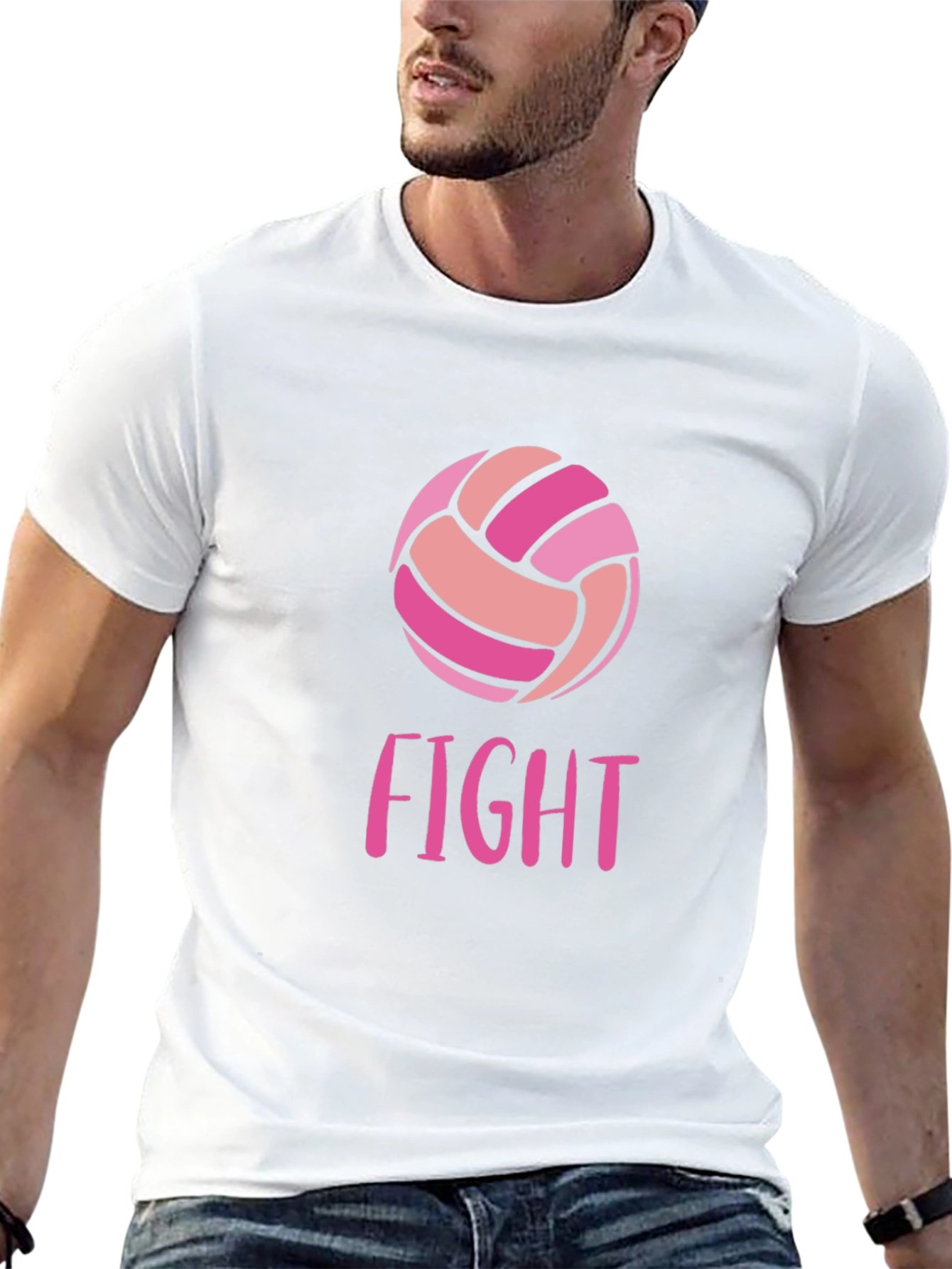 Black Volleyball Fight T-Shirt Breast Cancer Awareness view 13