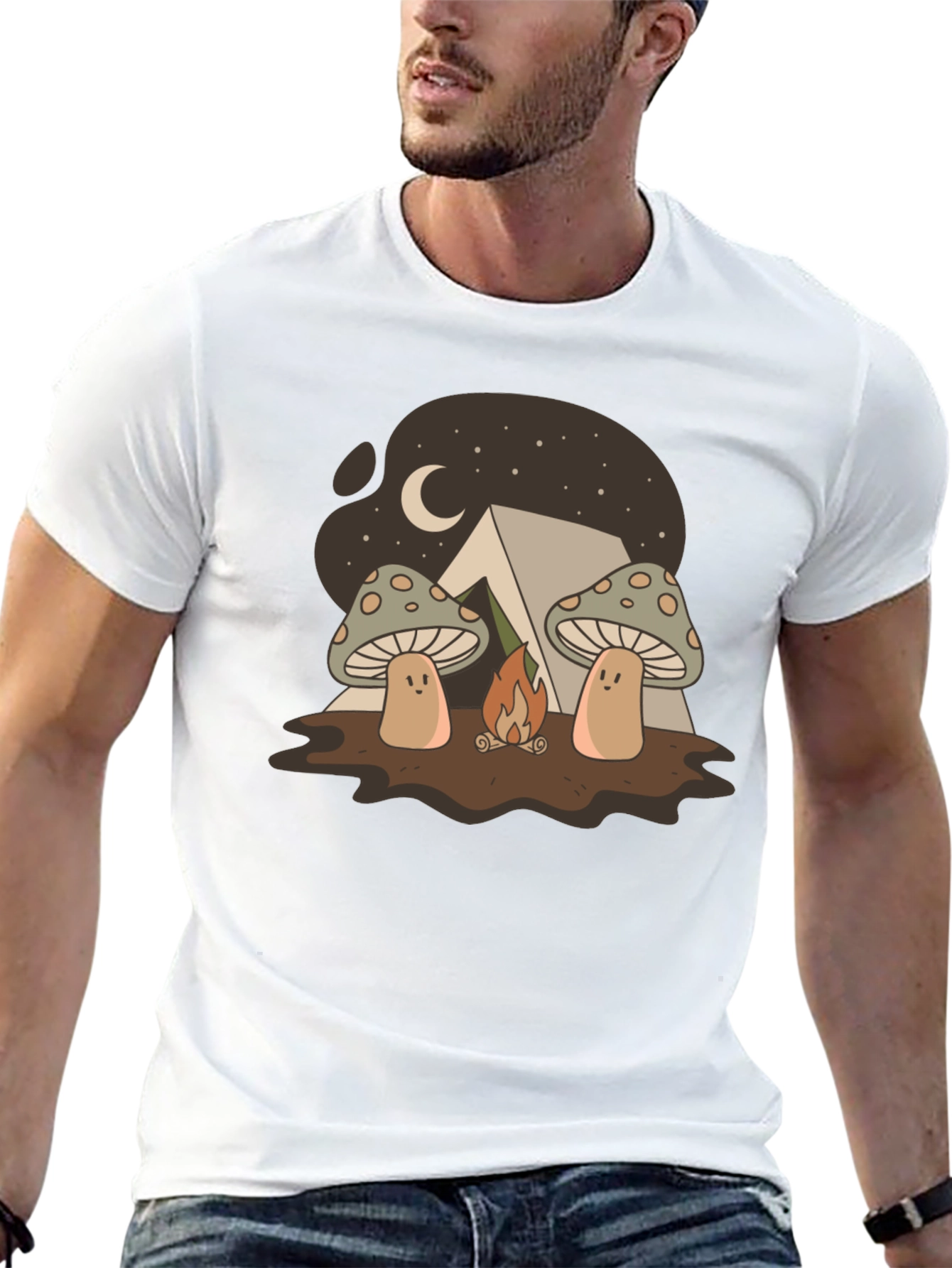 Black Mushroom Campfire T-Shirt view 13