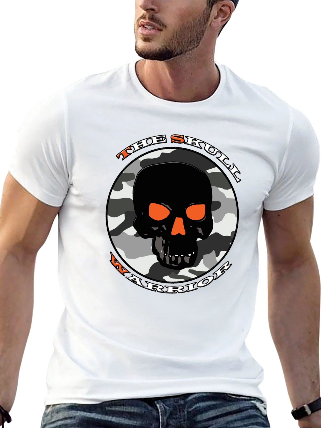 Black Skull Warrior Camo Graphic T-Shirt view 13