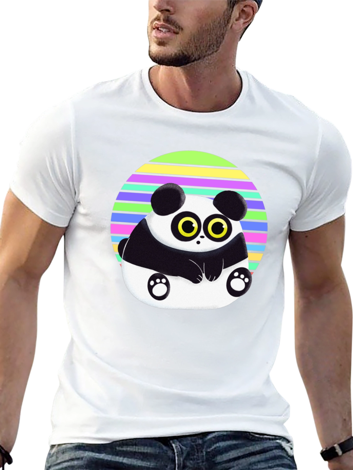Black Retro Panda T-Shirt - Cute Cartoon Animal Graphic Tee view 13