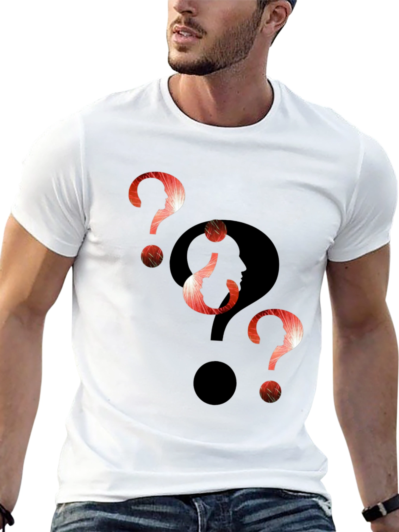 Black Intriguing Question Marks Graphic T-Shirt view 13