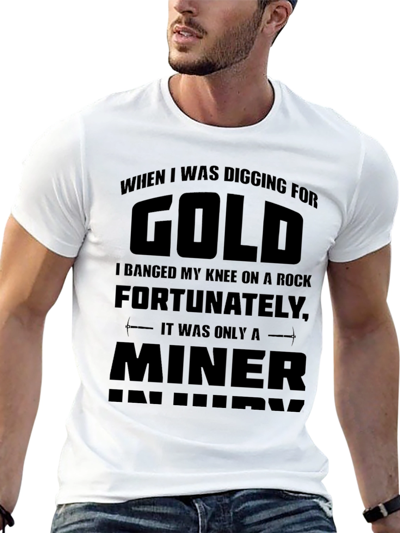 Black Funny Gold Miner Injury T-Shirt view 13