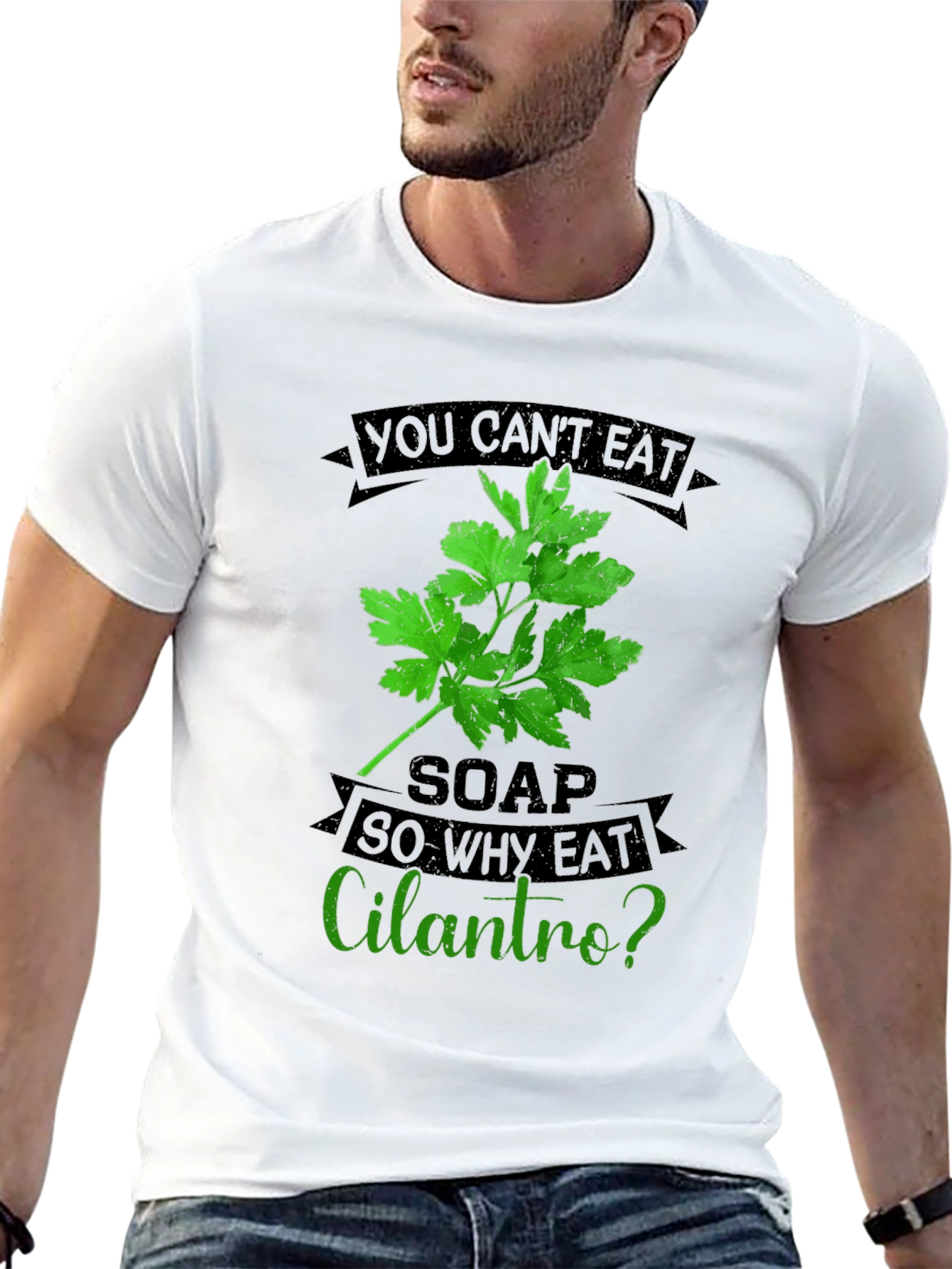 Black Funny Cilantro T-Shirt - Soap Taste Humor view 13