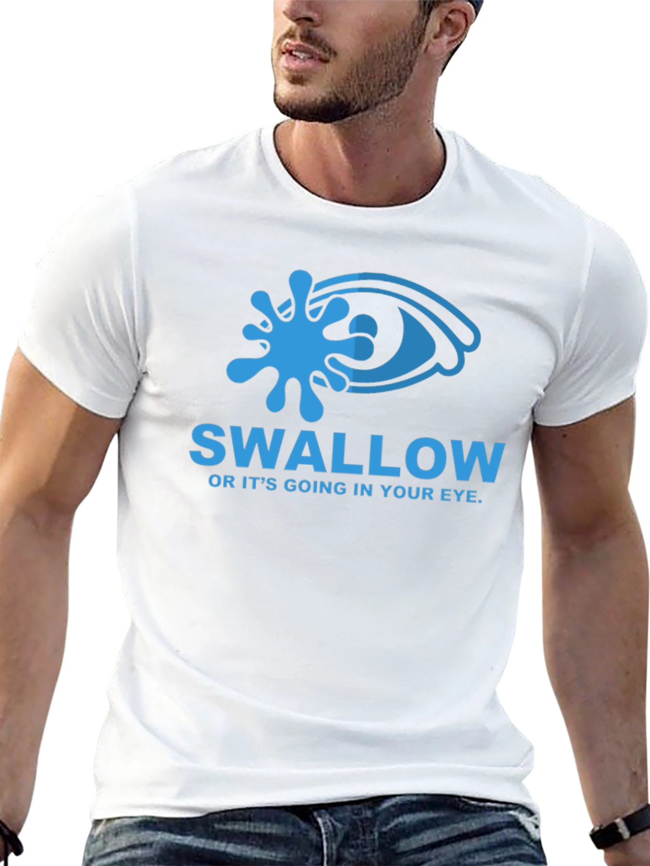 Black Swallow T-Shirt: Humorous Eye Graphic Tee view 13