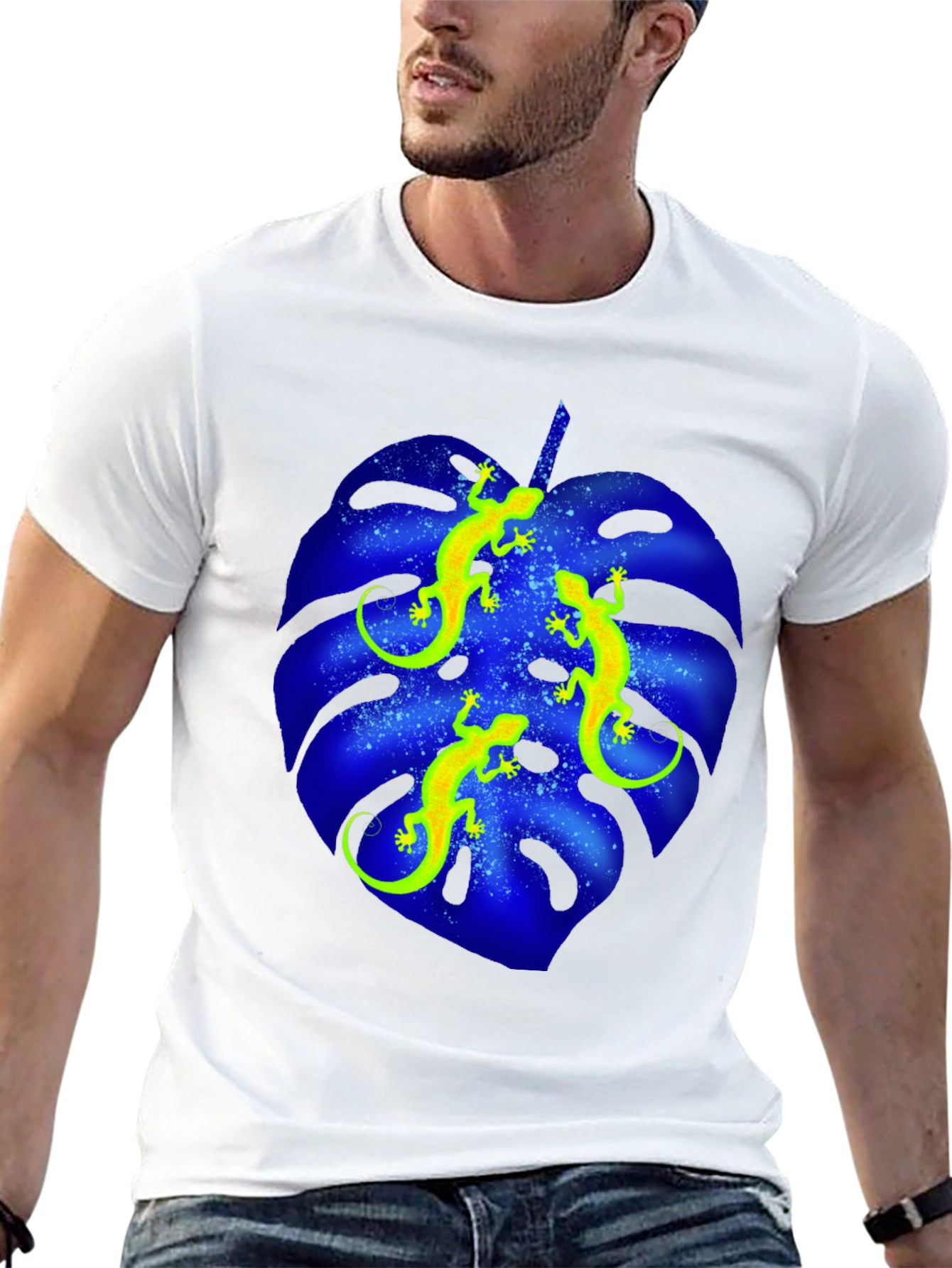 Black Lizard Monstera Leaf Graphic Tee - Black view 13