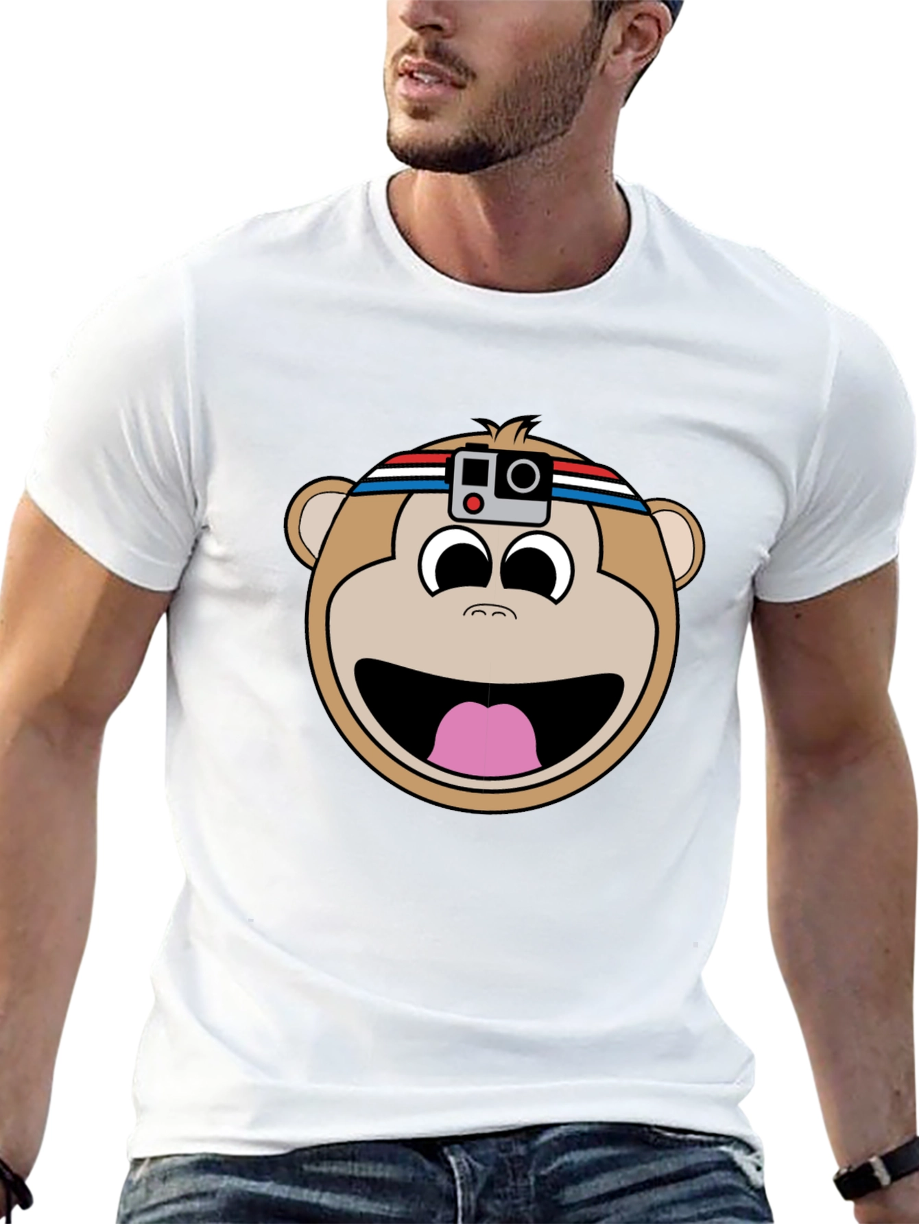 Black Funny Monkey with Camera T-Shirt view 13