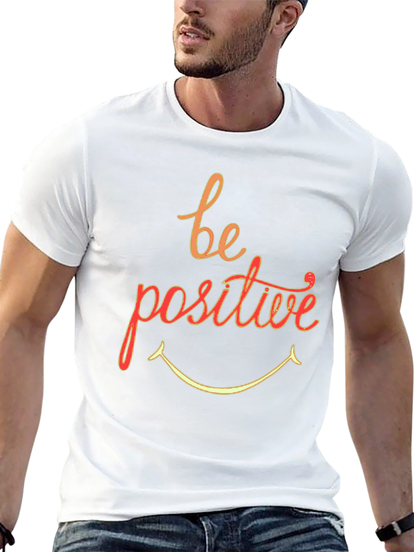 Black Be Positive Graphic T-Shirt - Black Crew Neck view 13
