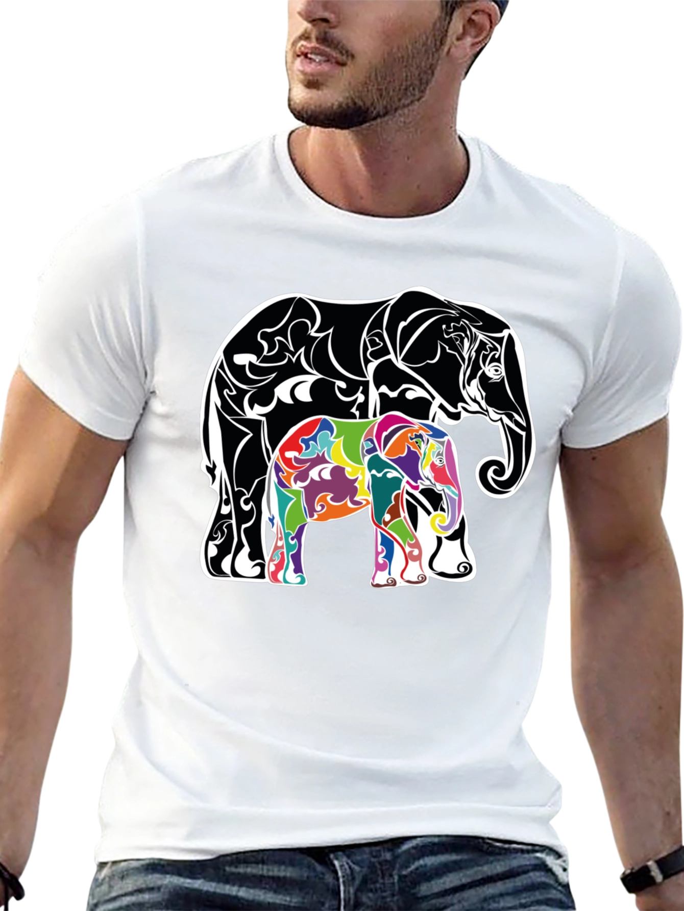 Black Elephant Graphic Print Tee - Stylish Animal Design T-Shirt view 13
