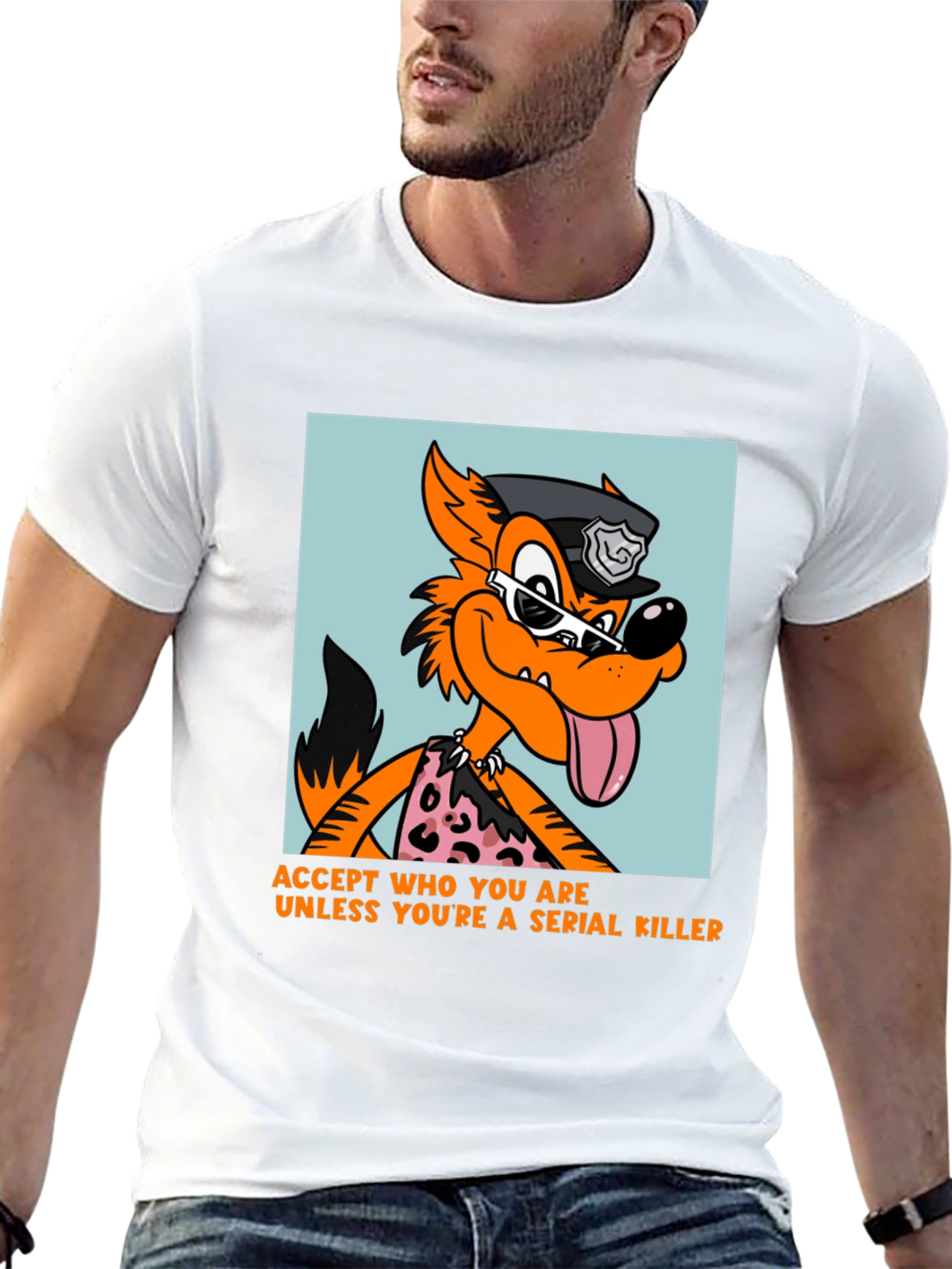Black Sarcastic Cartoon Wolf Graphic Tee view 13