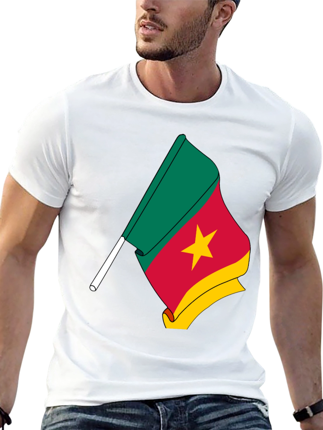 Black Cameroon Flag Graphic Tee - Black view 13