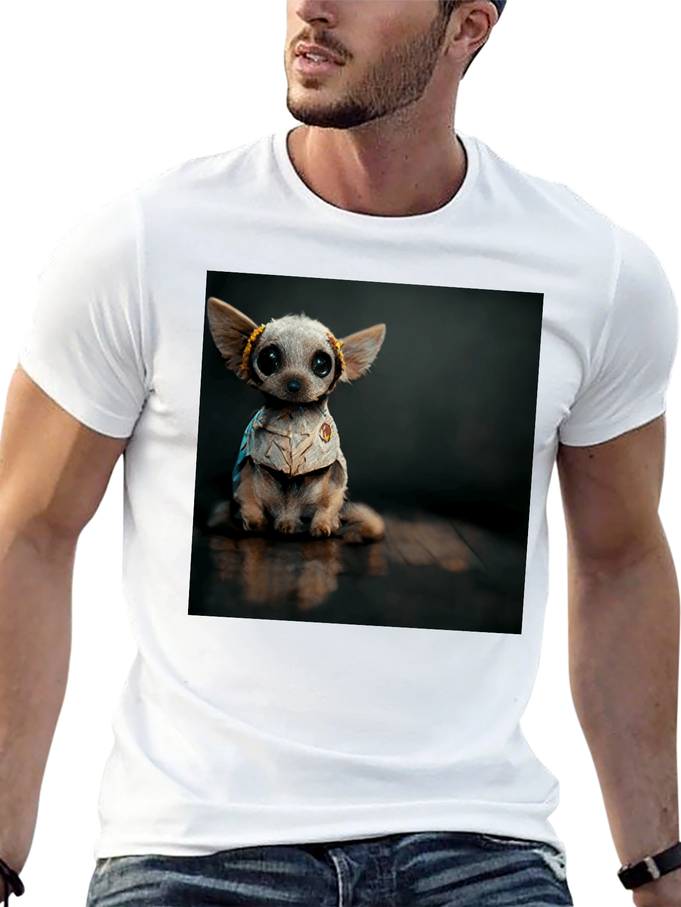 Black Cute Chihuahua Dog T-Shirt view 13