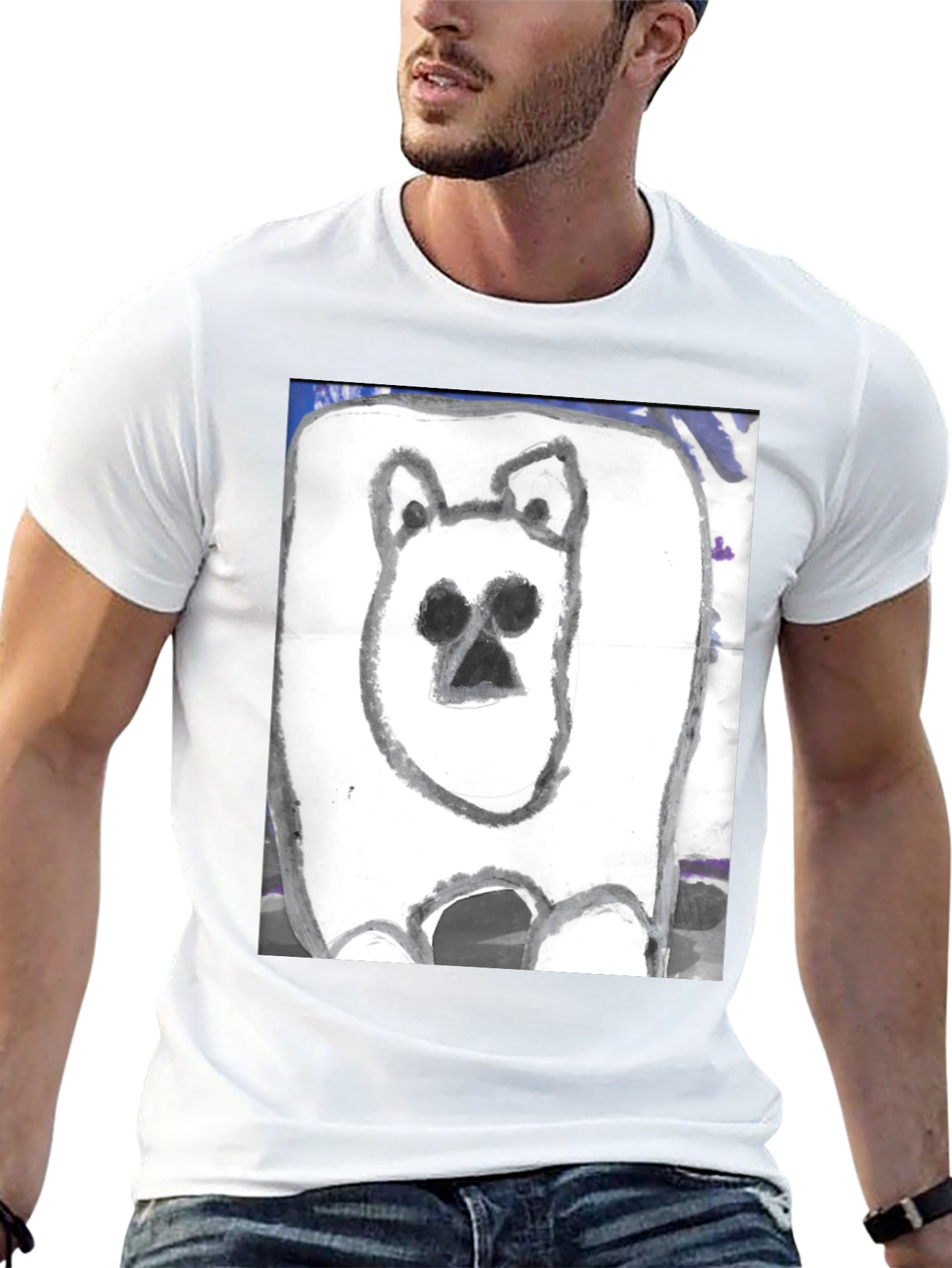 Black Hand-Drawn Bear Graphic T-Shirt view 13