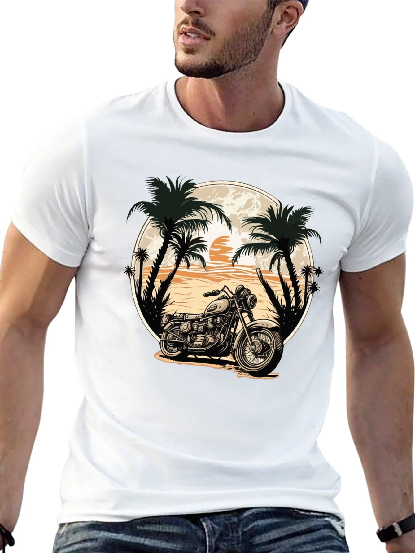 Black Motorcycle Beach Graphic Tee view 13