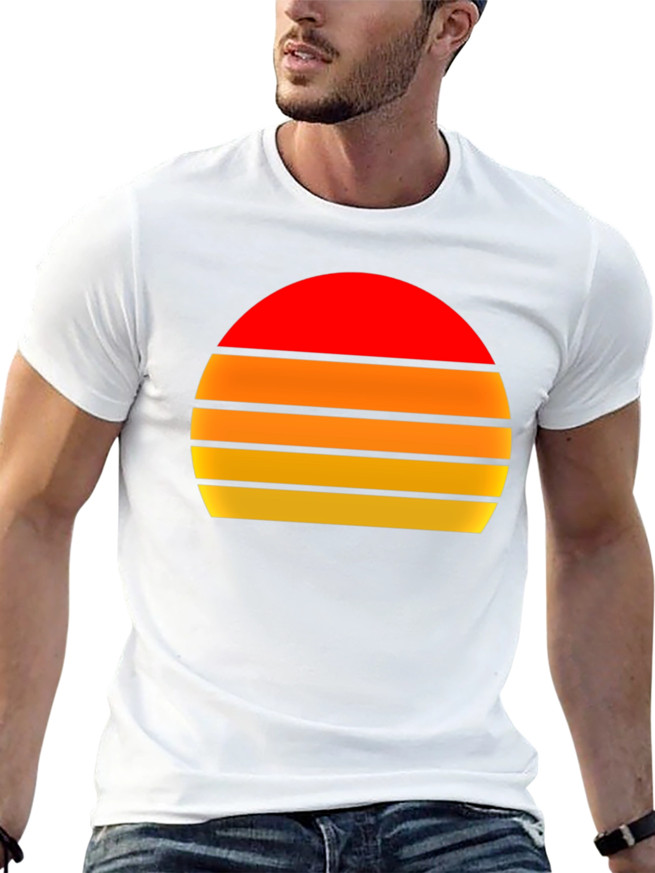 Black Retro Sunset Graphic Tee - Vintage Style T-Shirt view 13