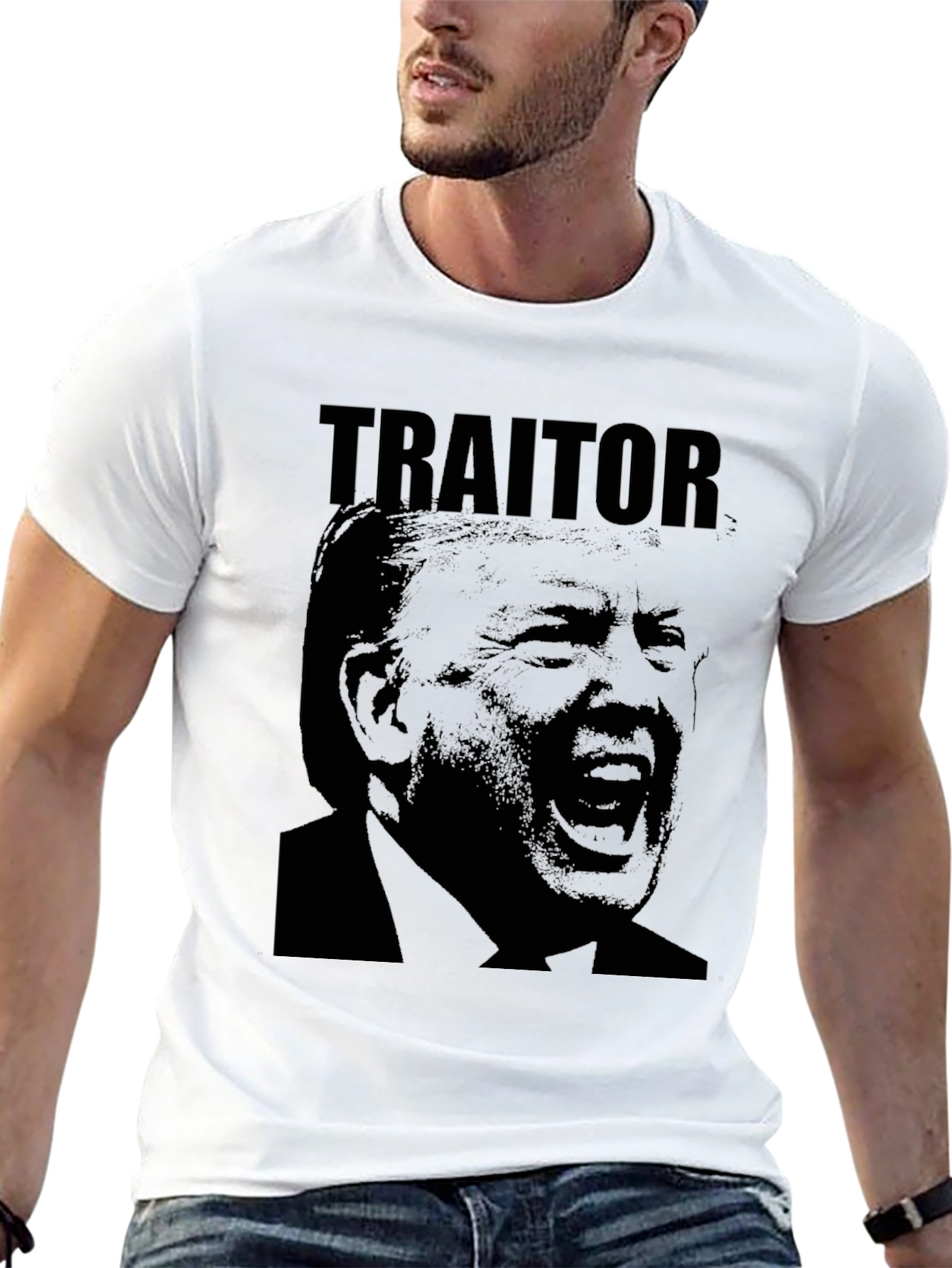 Black Traitor Graphic Tee - Political Statement Shirt view 13