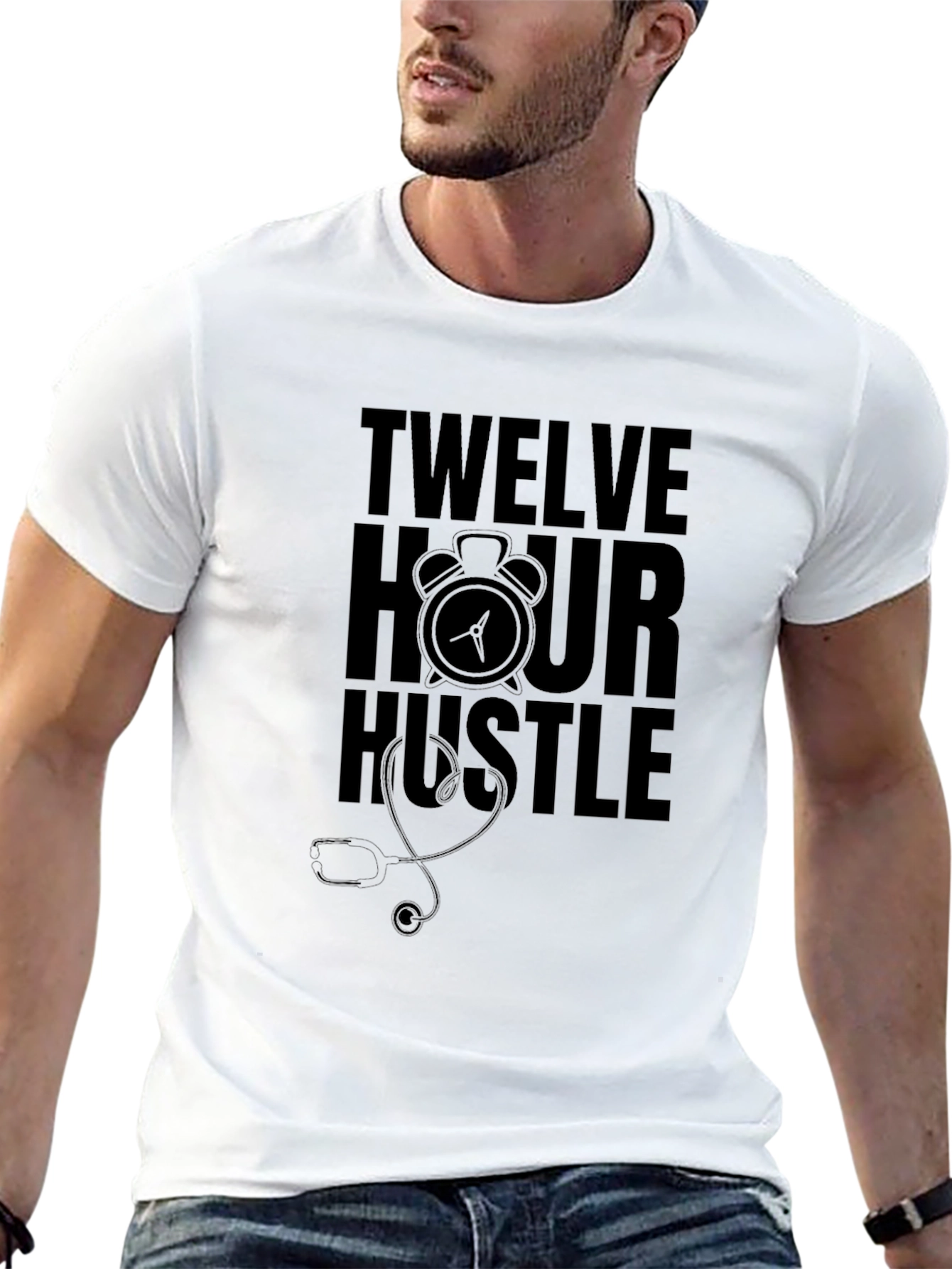 Black Twelve Hour Hustle Graphic Tee view 13