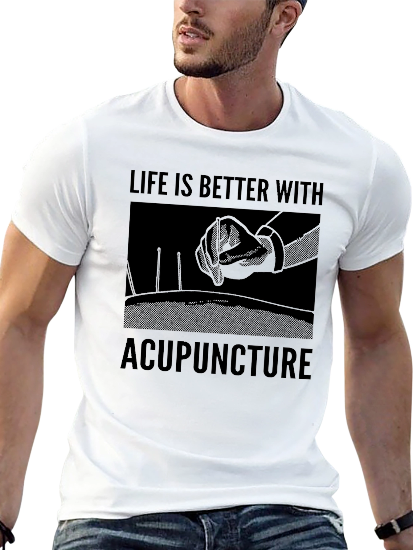 Black Acupuncture Life T-Shirt - Premium Cotton Blend view 13