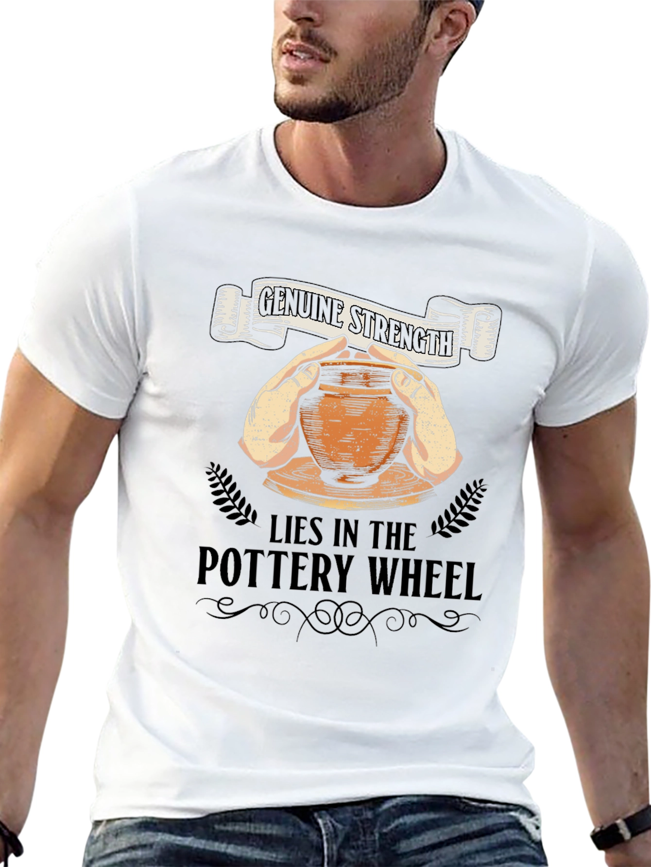 Black Genuine Strength Pottery Wheel T-Shirt view 13