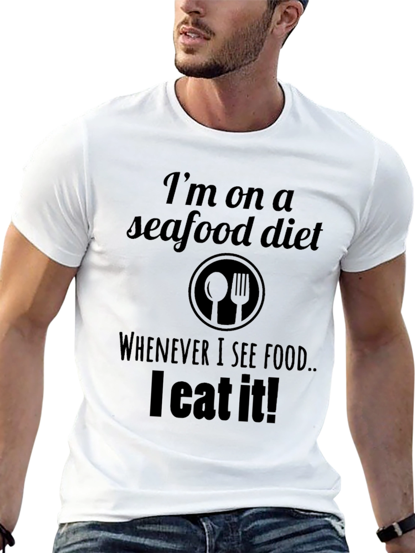 Black Seafood Diet T-Shirt: I Eat What I See! view 13