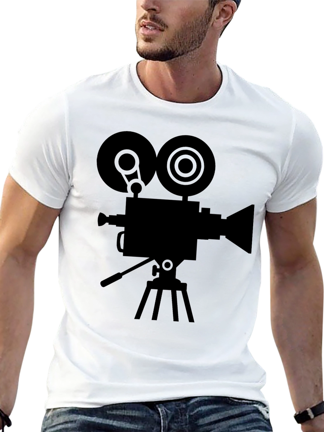 Black Classic Film Camera Graphic T-Shirt - Retro Movie Tee view 13