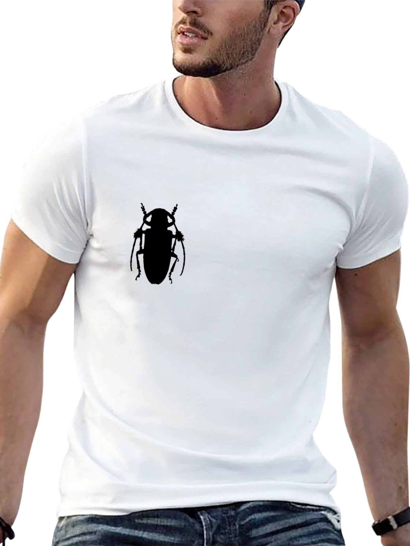 Black Black Beetle Silhouette T-Shirt - Men's Casual Tee view 13