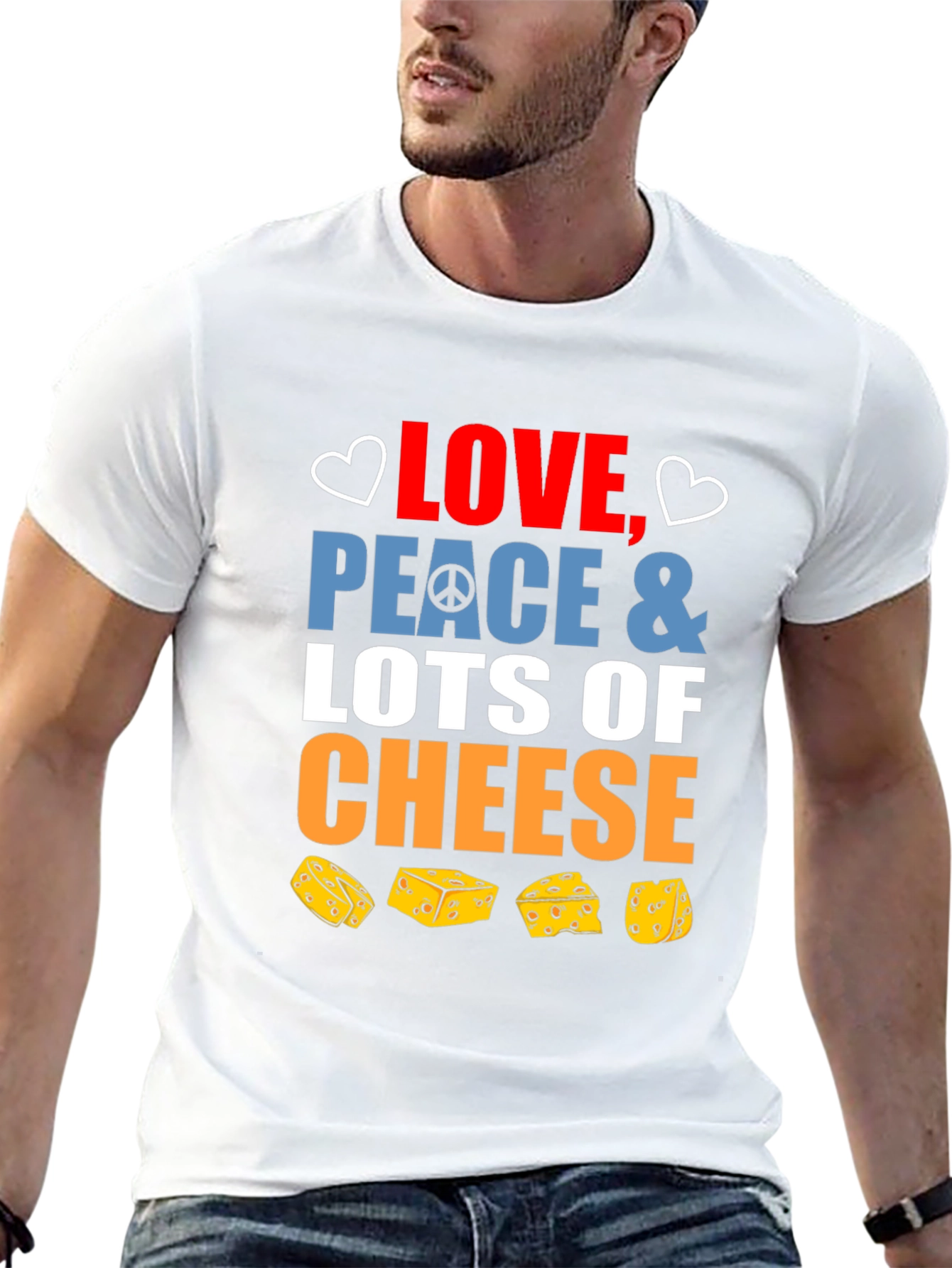 Love Peace and Cheese Graphic T-Shirt - 13