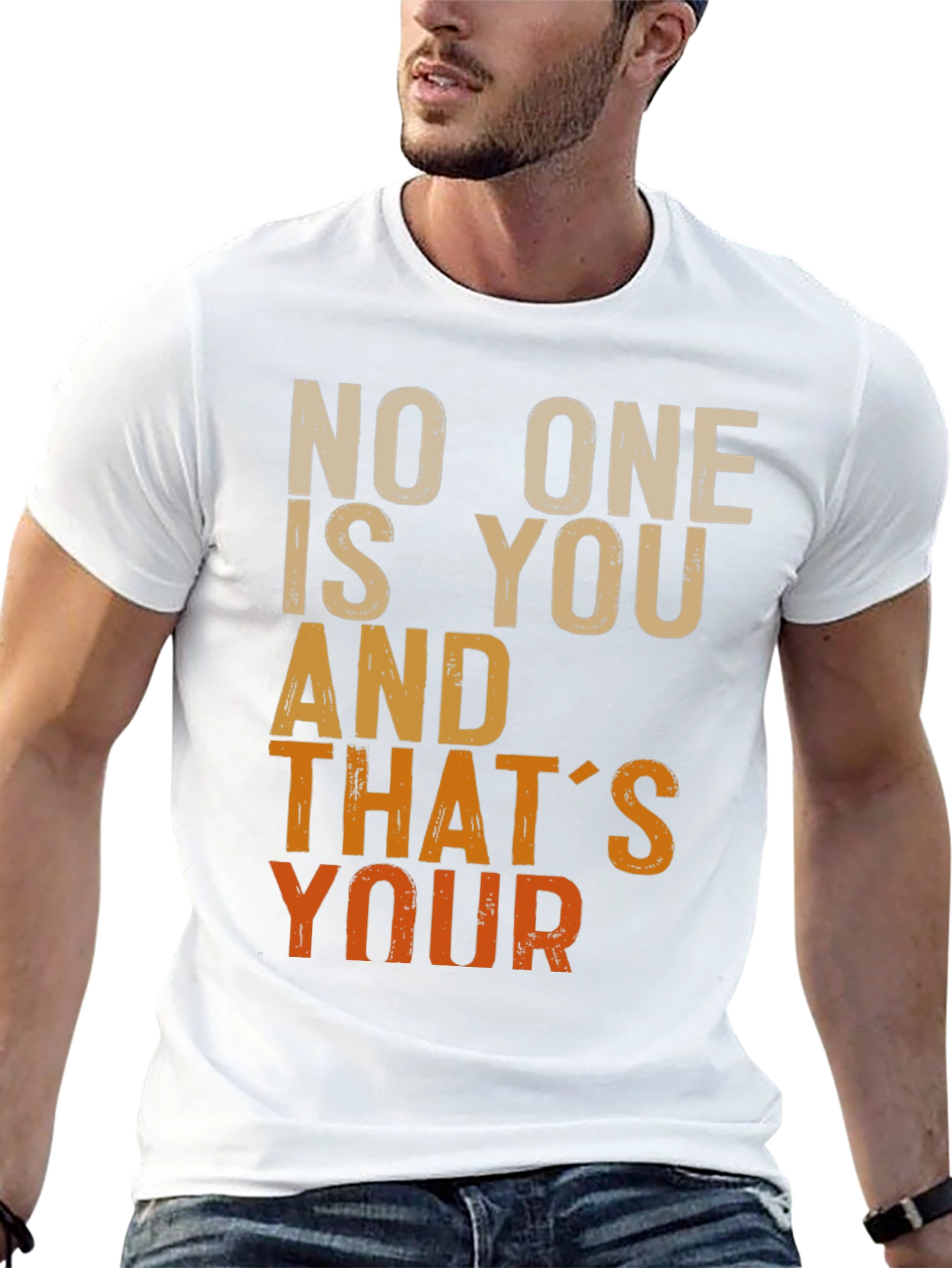 Black Unique Graphic T-Shirt: "No One Is You And That's Your"  view 13