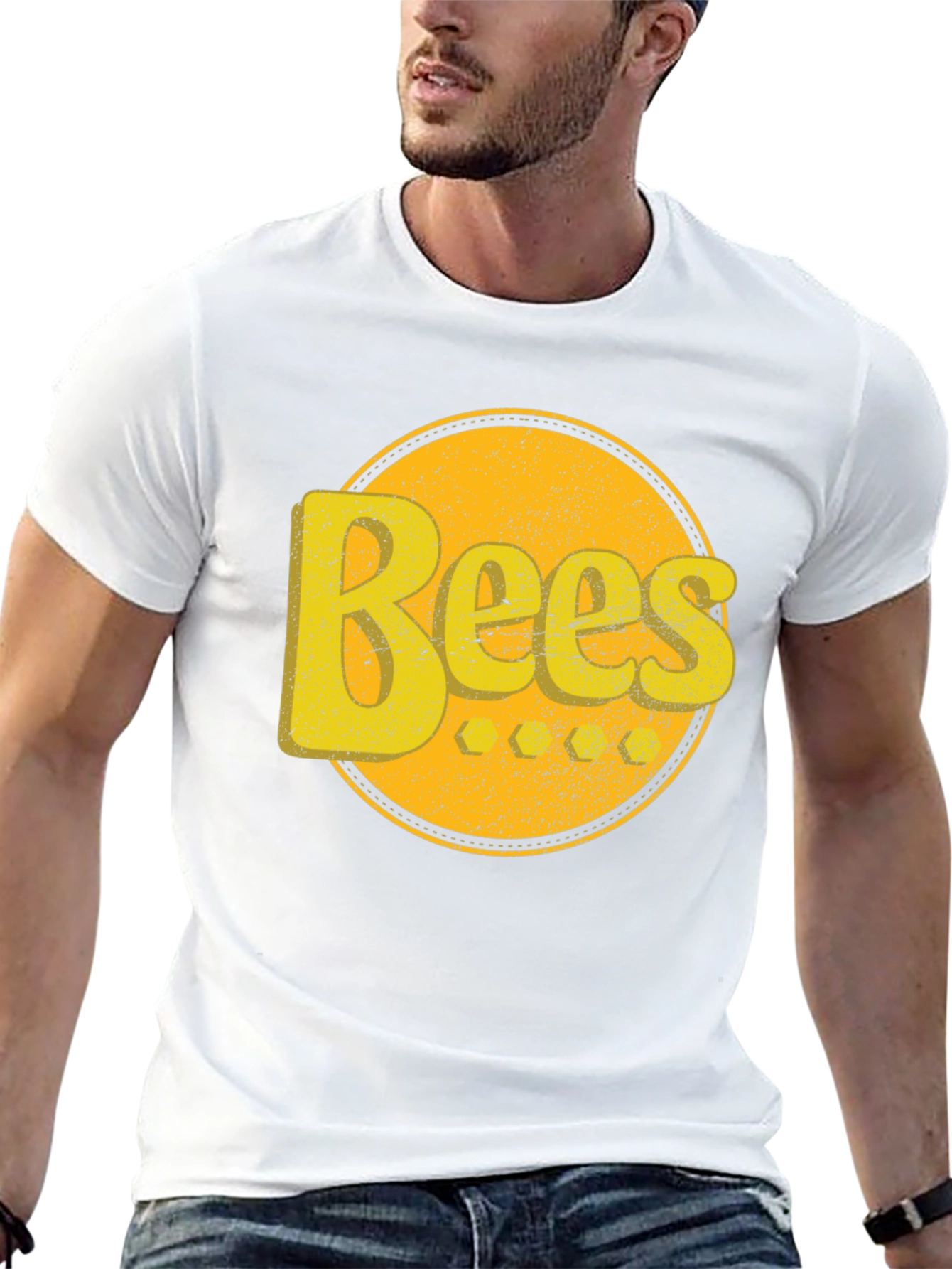Black Bees Graphic T-Shirt - Retro Yellow Design view 13