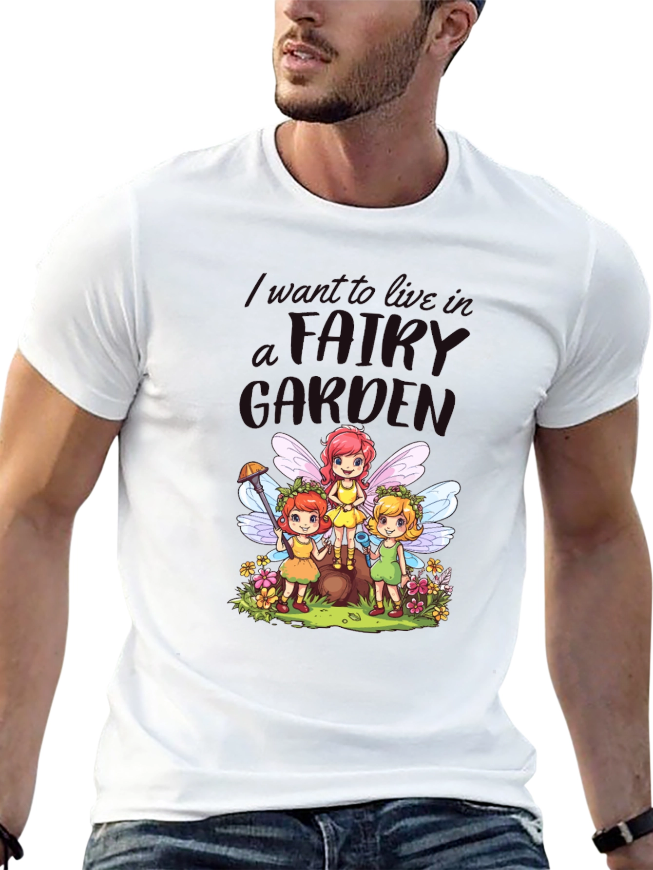 Black Fairy Garden Graphic Tee - Whimsical Fairies view 13
