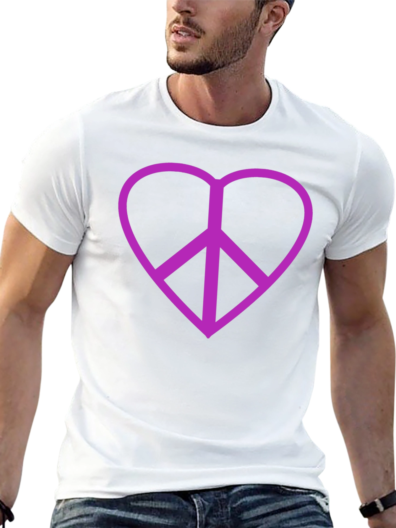 Black Peace Heart T-Shirt - Black Cotton Blend view 13