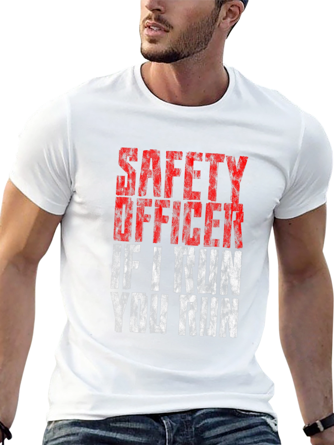 Black Safety Officer - If I Run You Run T-Shirt view 13
